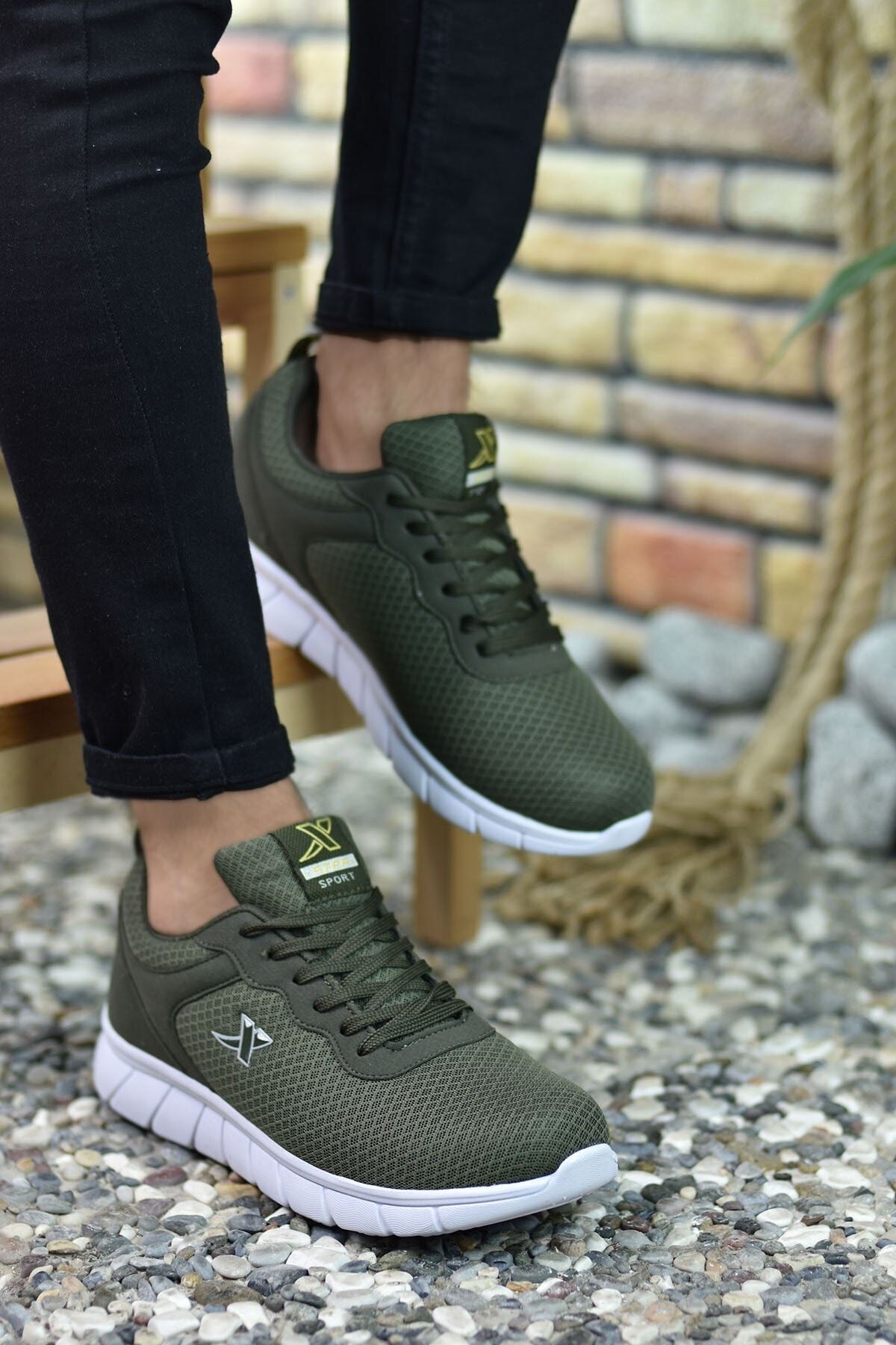 Khaki White Unisex Ultra Light Sneaker 0012065