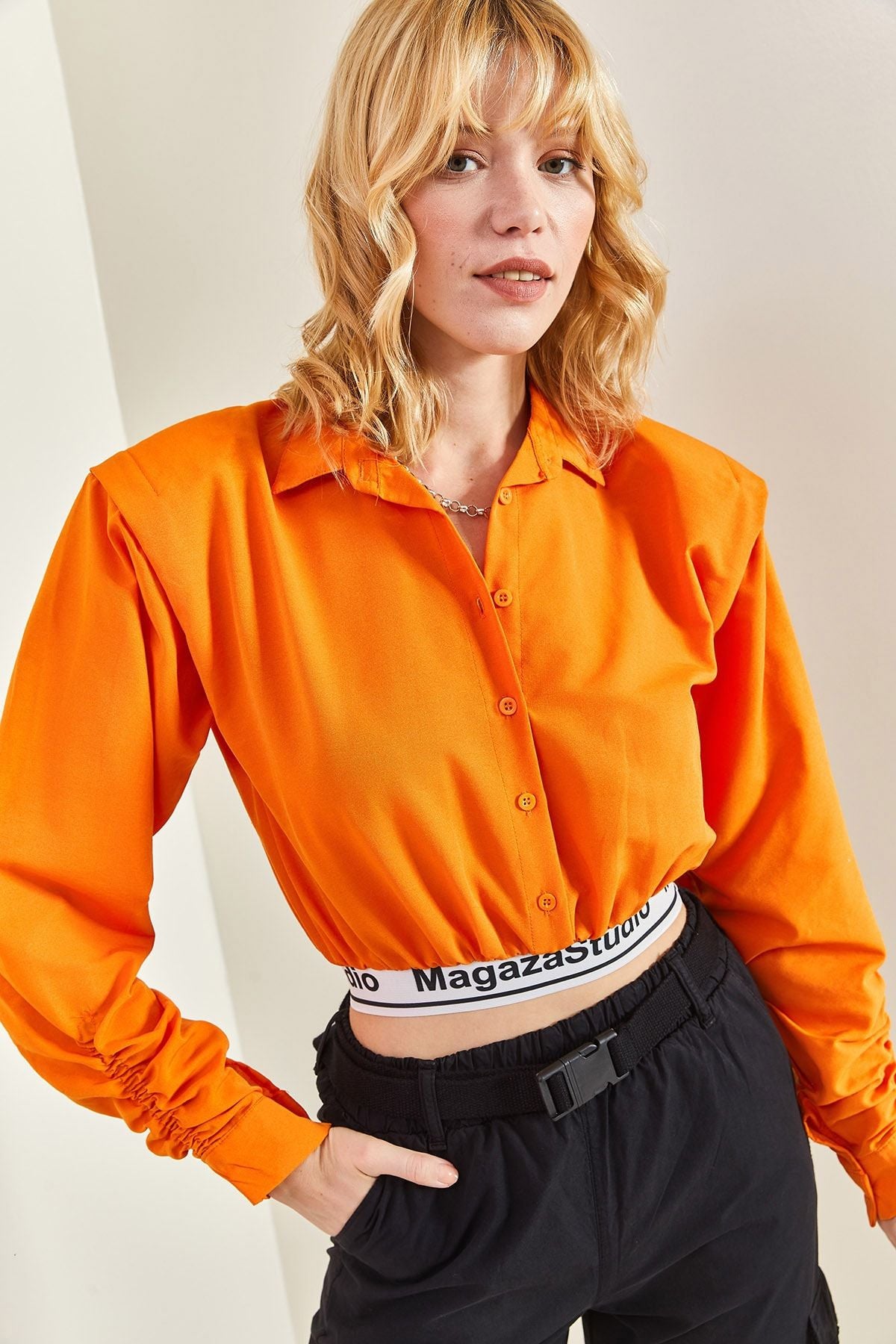 Female Ribanalı Arm Shirred Terikoton Shirt