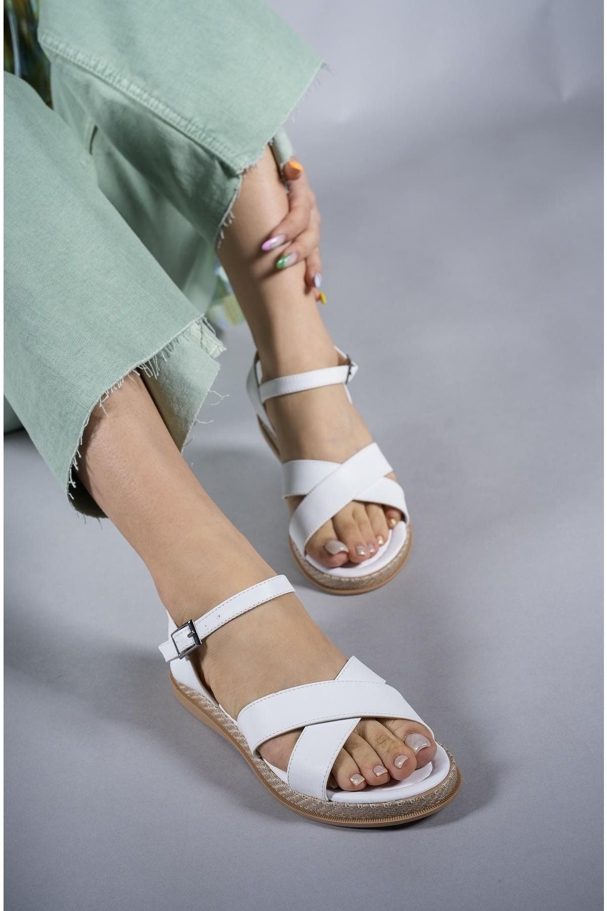 Women's Sandals 0012059 White Skin