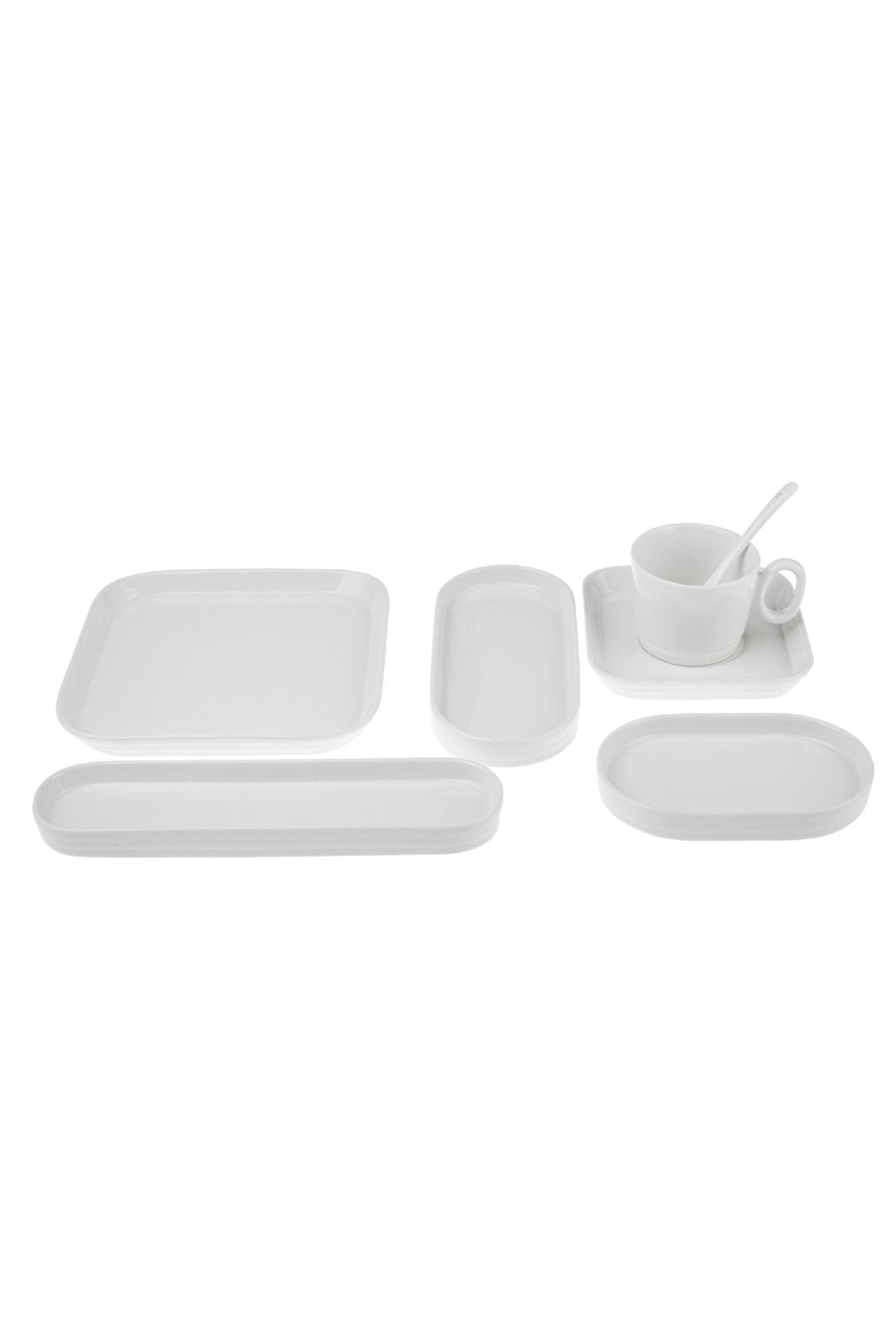 NEW MISRA 30 PIECES 6 PERSON PORCELEEN BREAKFAST SERVICE WHITE