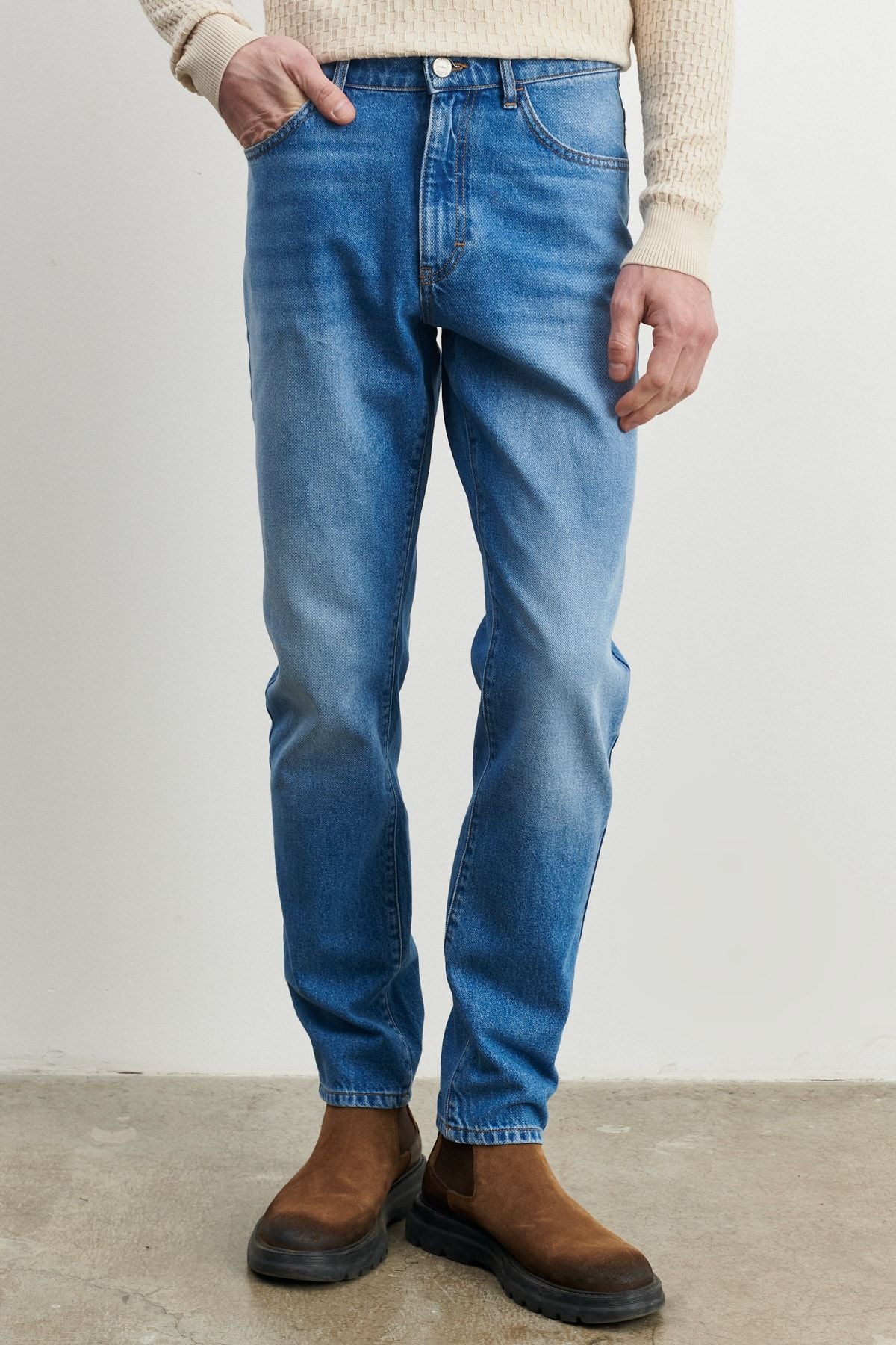 Men's Light Blue Comfort Fit Casual Cut 100 %Cotton Jean Denim Jeans