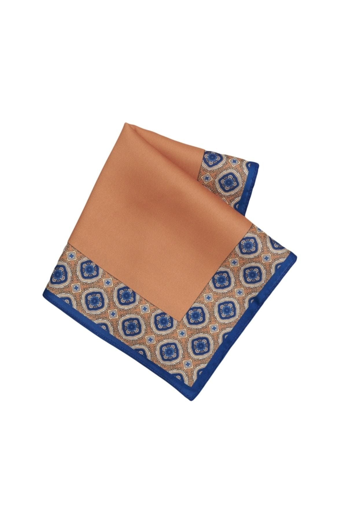 Men's brown-blue patterned navy blue-coffee classic handkerchief