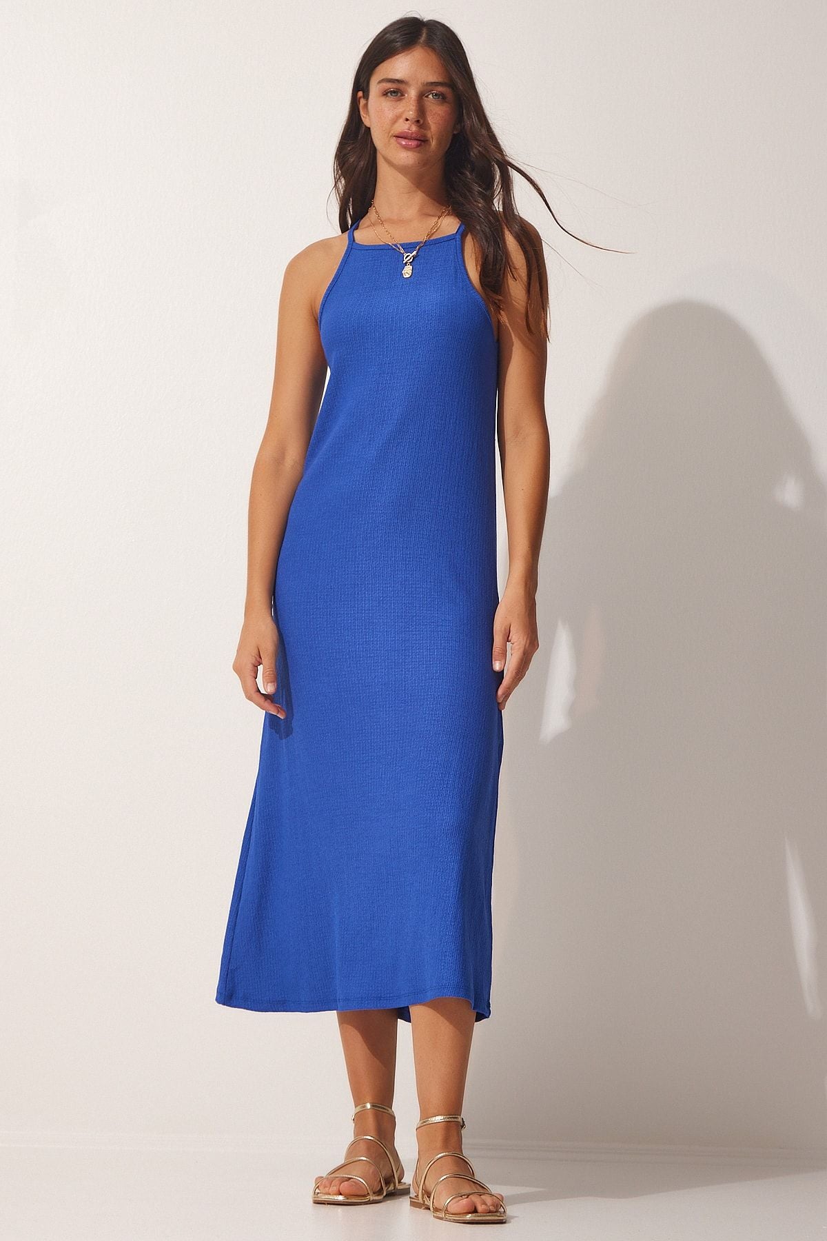 Women's Blue Hanger Summer Long Knitting Dress DZ00078