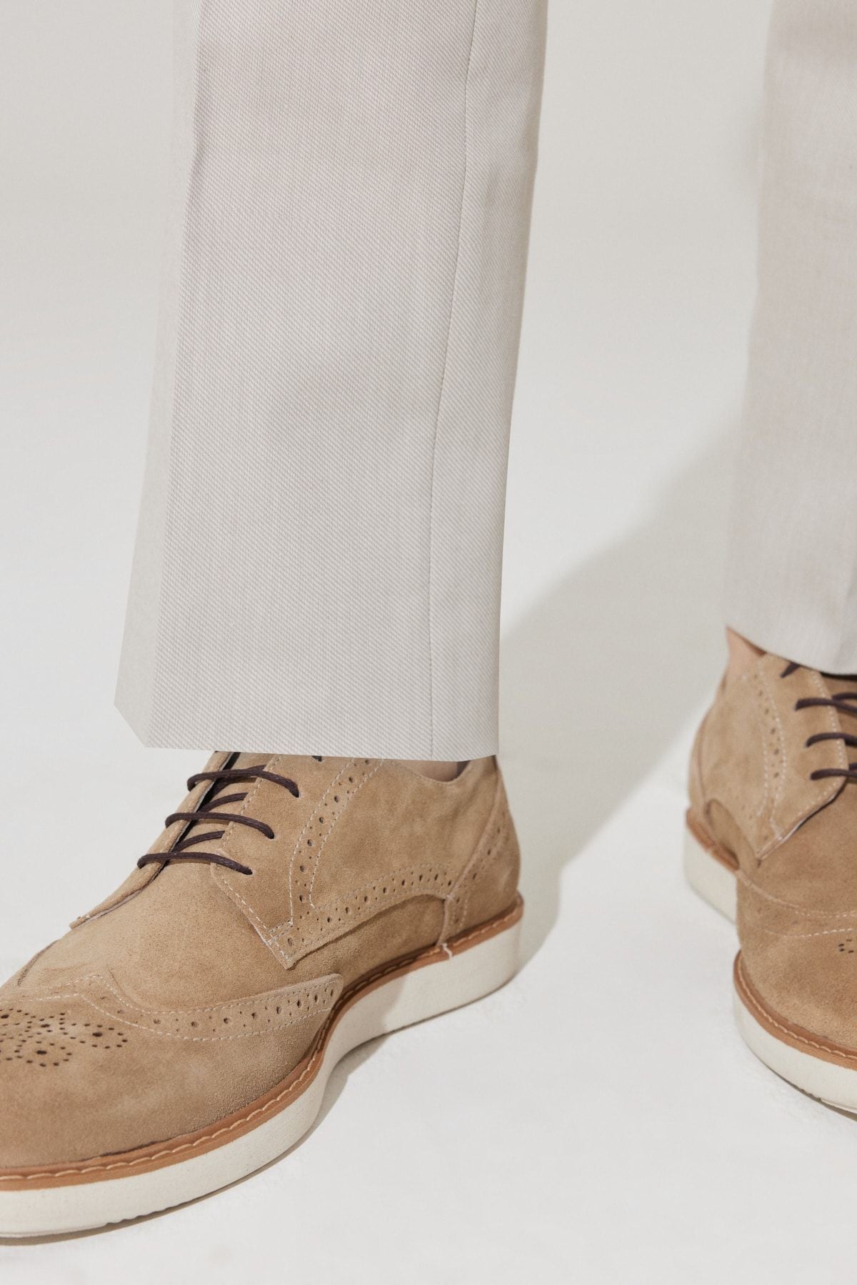 Men's Beige 100 %Leather Casual Shoes