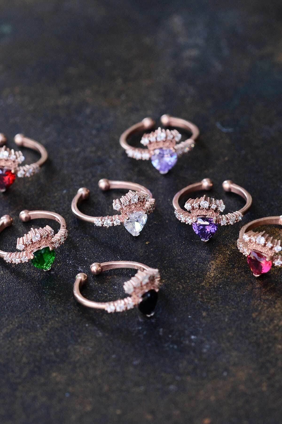 Princess Crown White Stone 14k Rose Gold Plated Ring