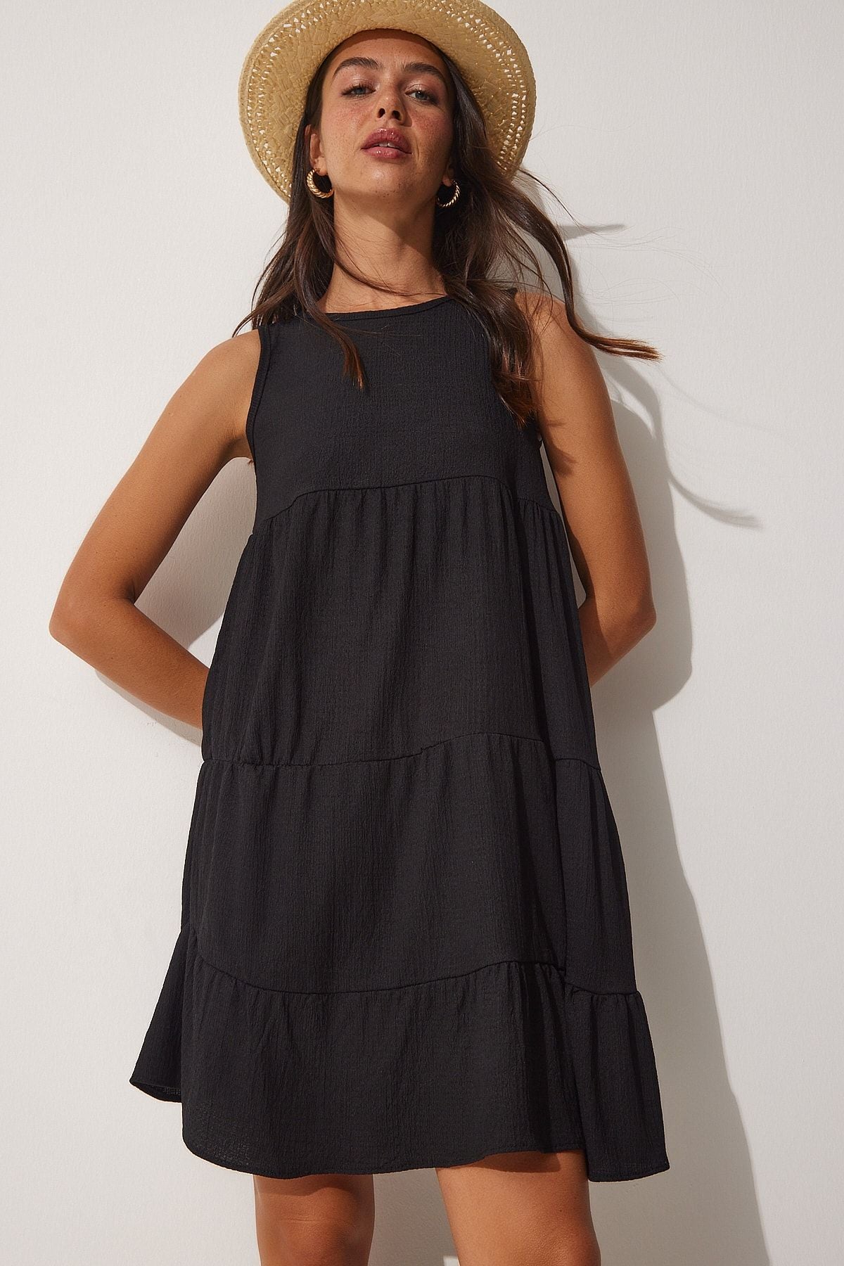 Women's black cottage knitted dress dz00083