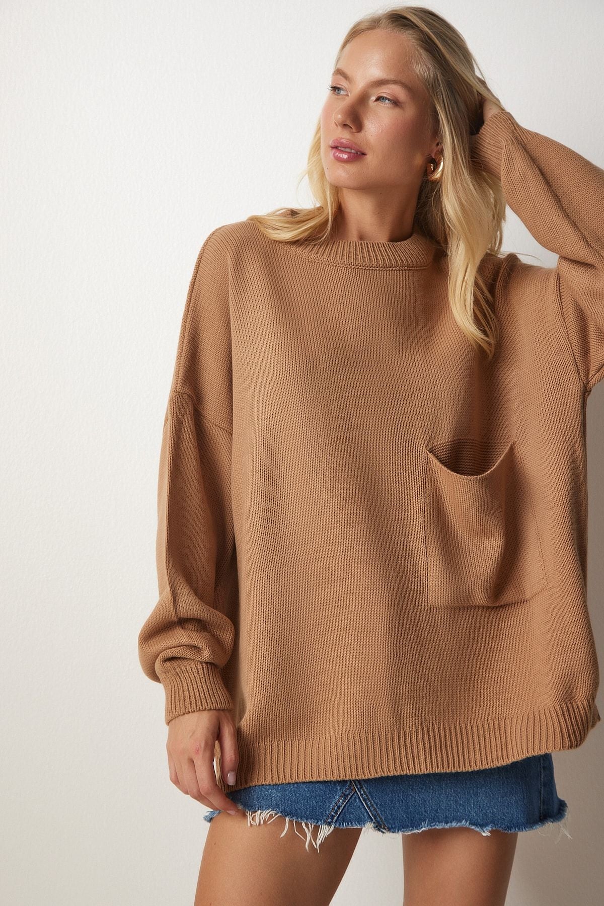 Women's Biscuit Mobile Detail Basic Knitwear Kazakh MX00125