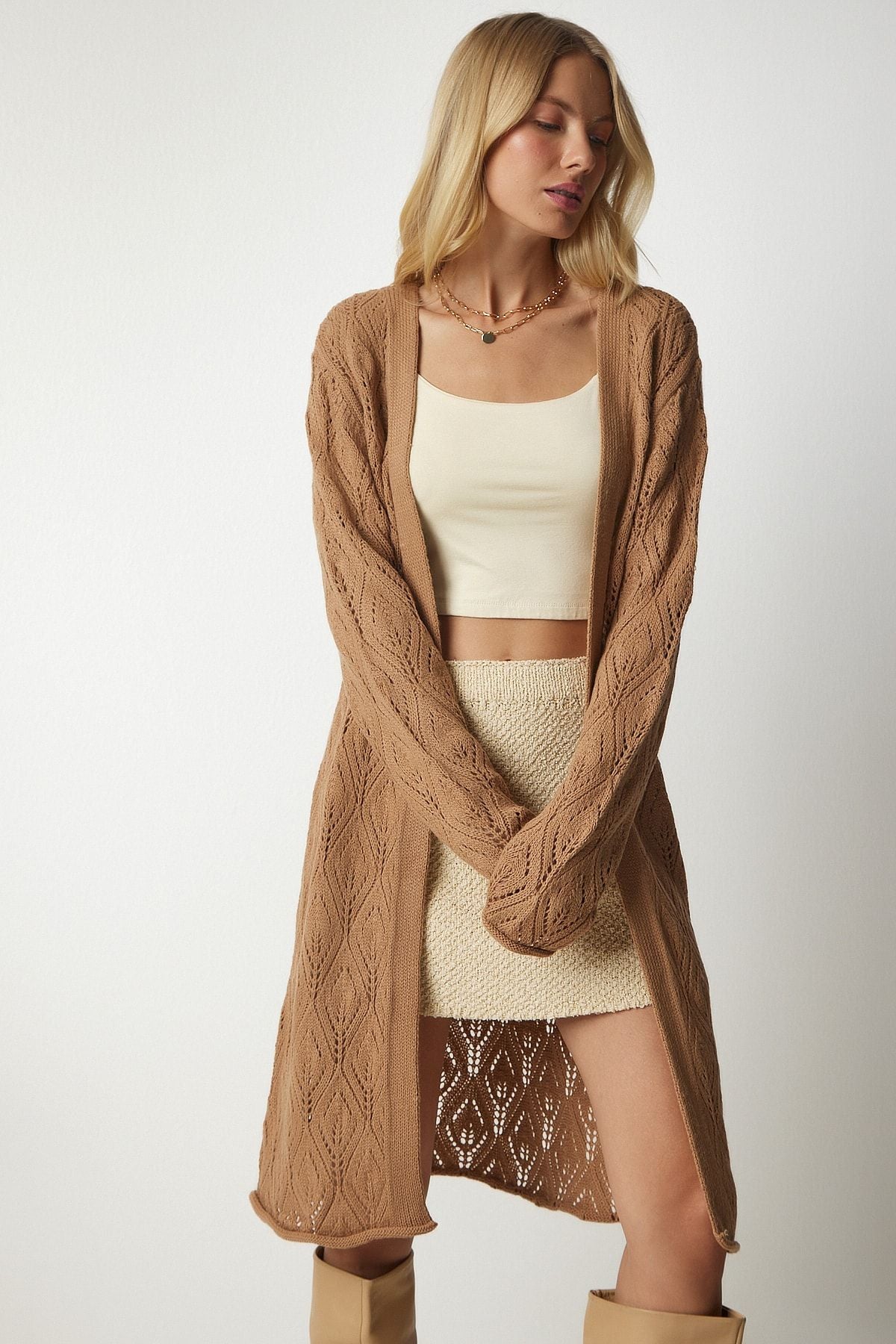 Female Biscuit Offer Long Knitwear Cardigan MX00136