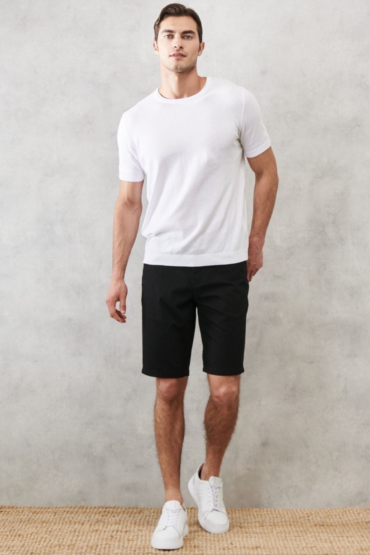 Men's black slim fit narrow -cut Amelor Flexible Flexible 5 Pocket Casual Shorts