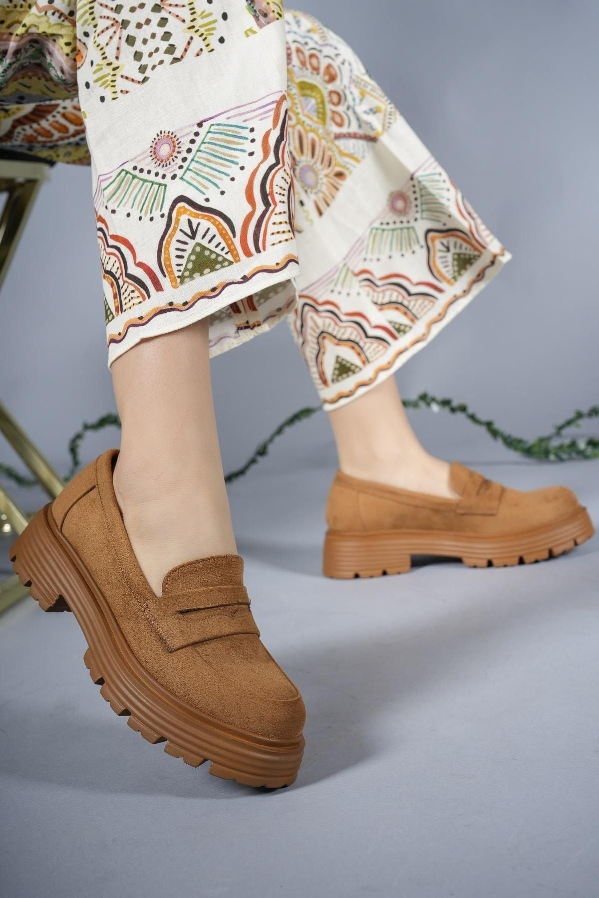 Woman Daily Loafer Shoes 0012920 Taba Suede