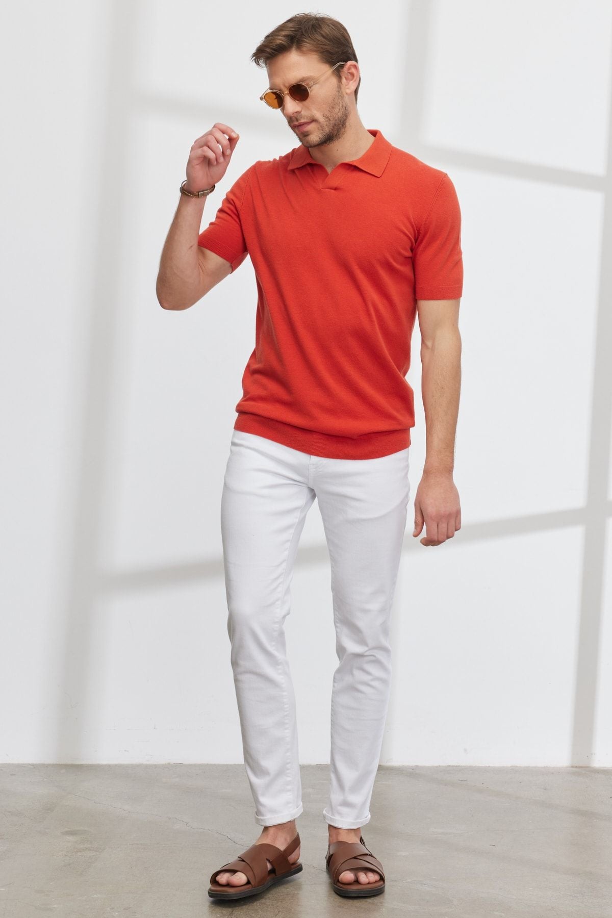 Men's Tile Standard Fit Normal Cut Polo Yaka Short Sleeve Patterned Triko T -shirt