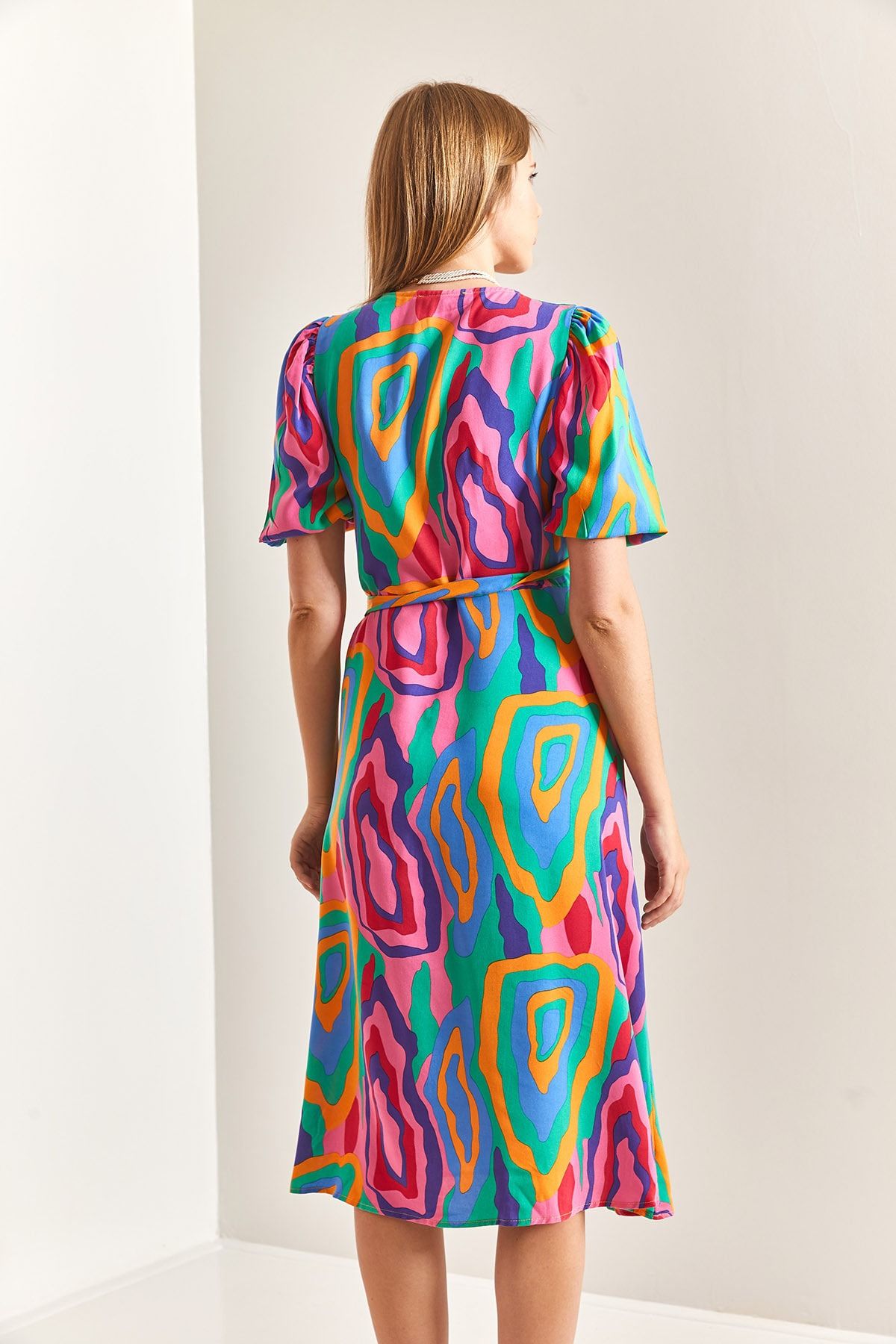 Women's patterned belt antelop dress