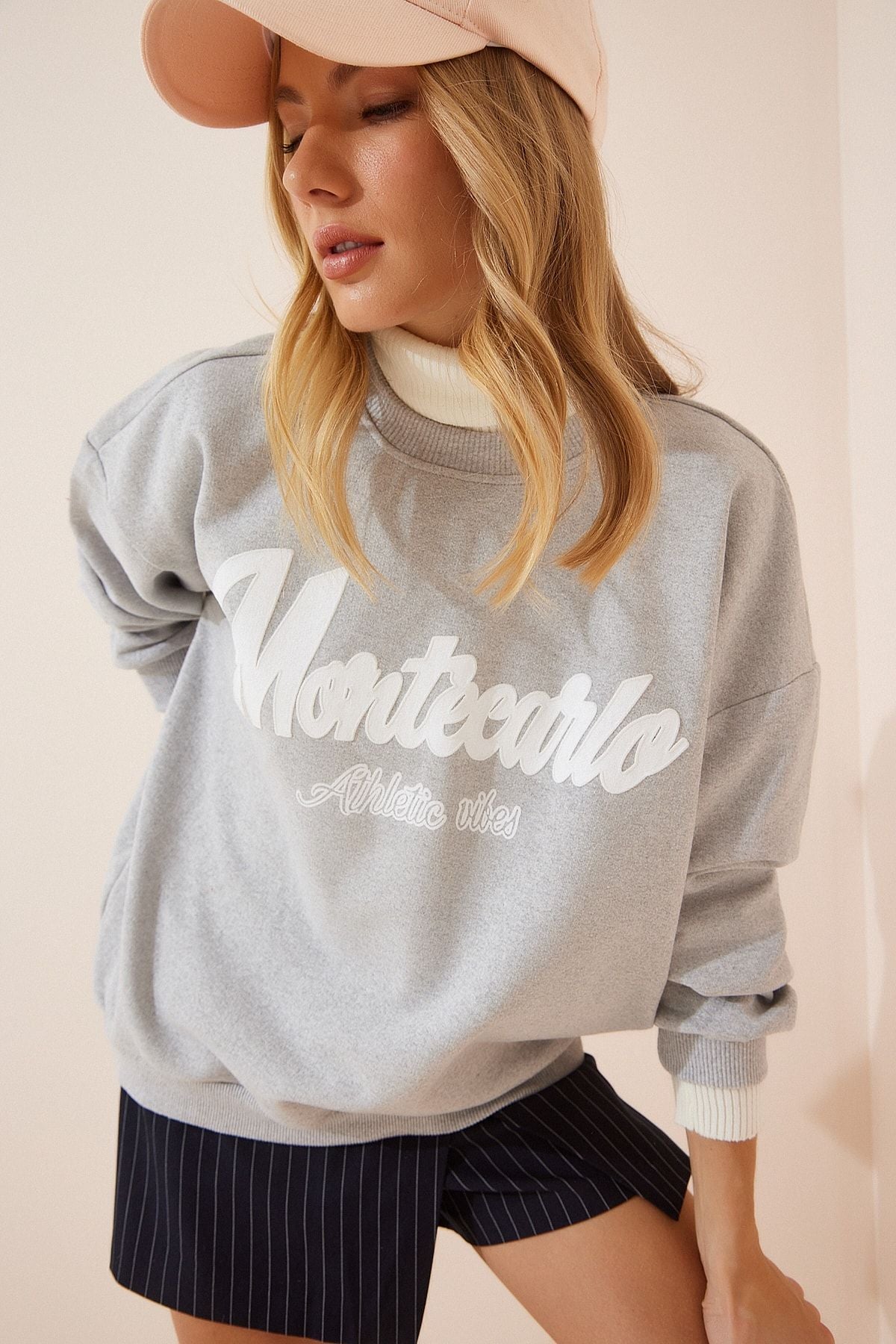 Women's Gray Printed Sweatshirt Dz00066