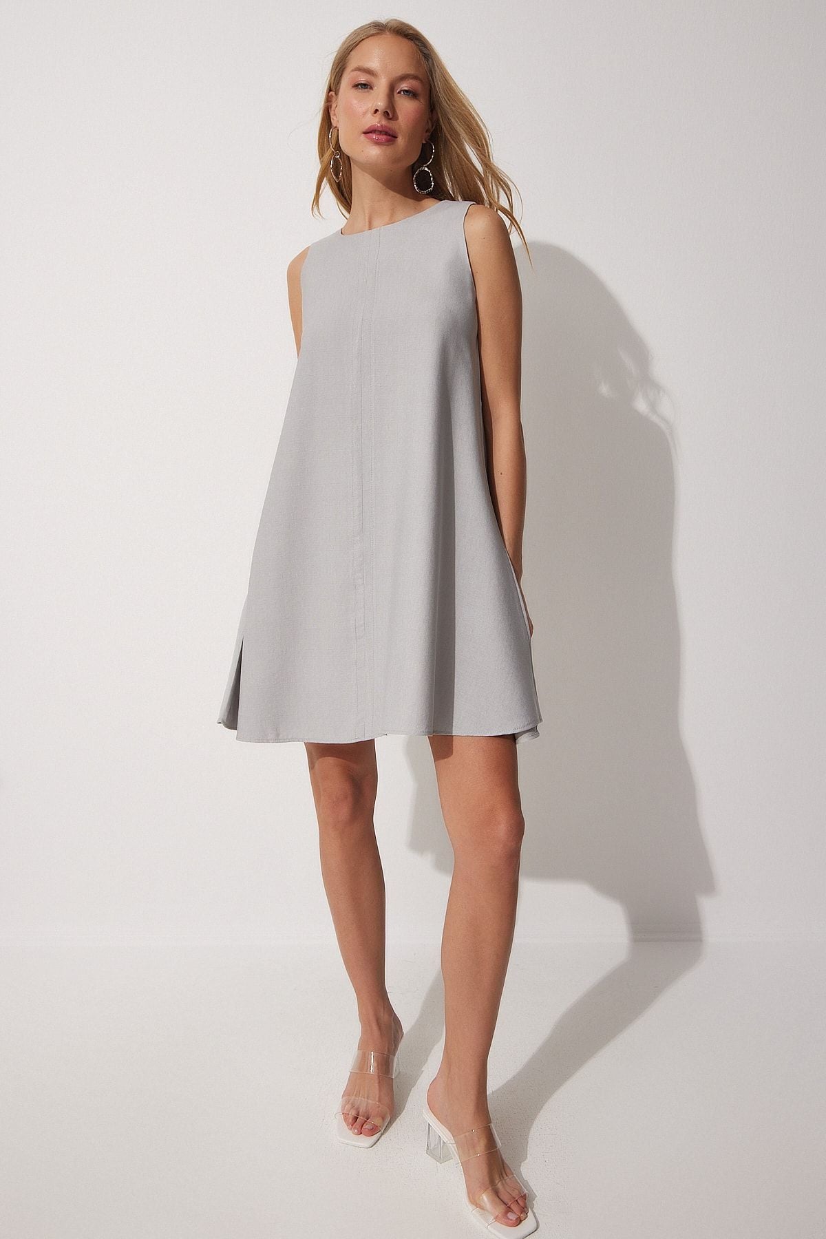 Women's Stone Gray Summer Woven Bell Dress BF00067