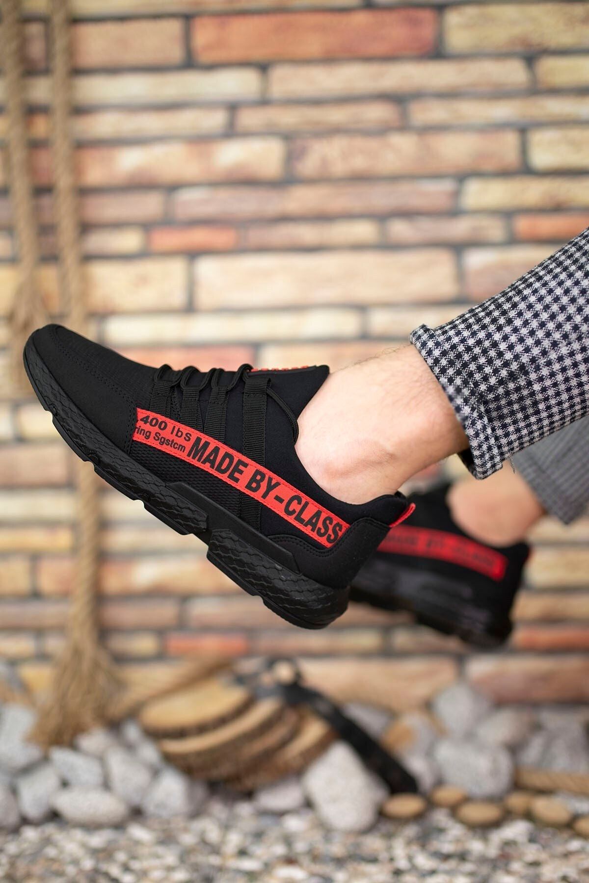 Black Red Men's Skin Sneaker 0012Santo