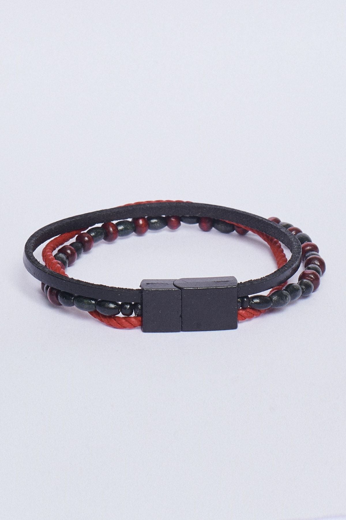 Men's Coffee Red 100 %Genuine Leather Bracelet