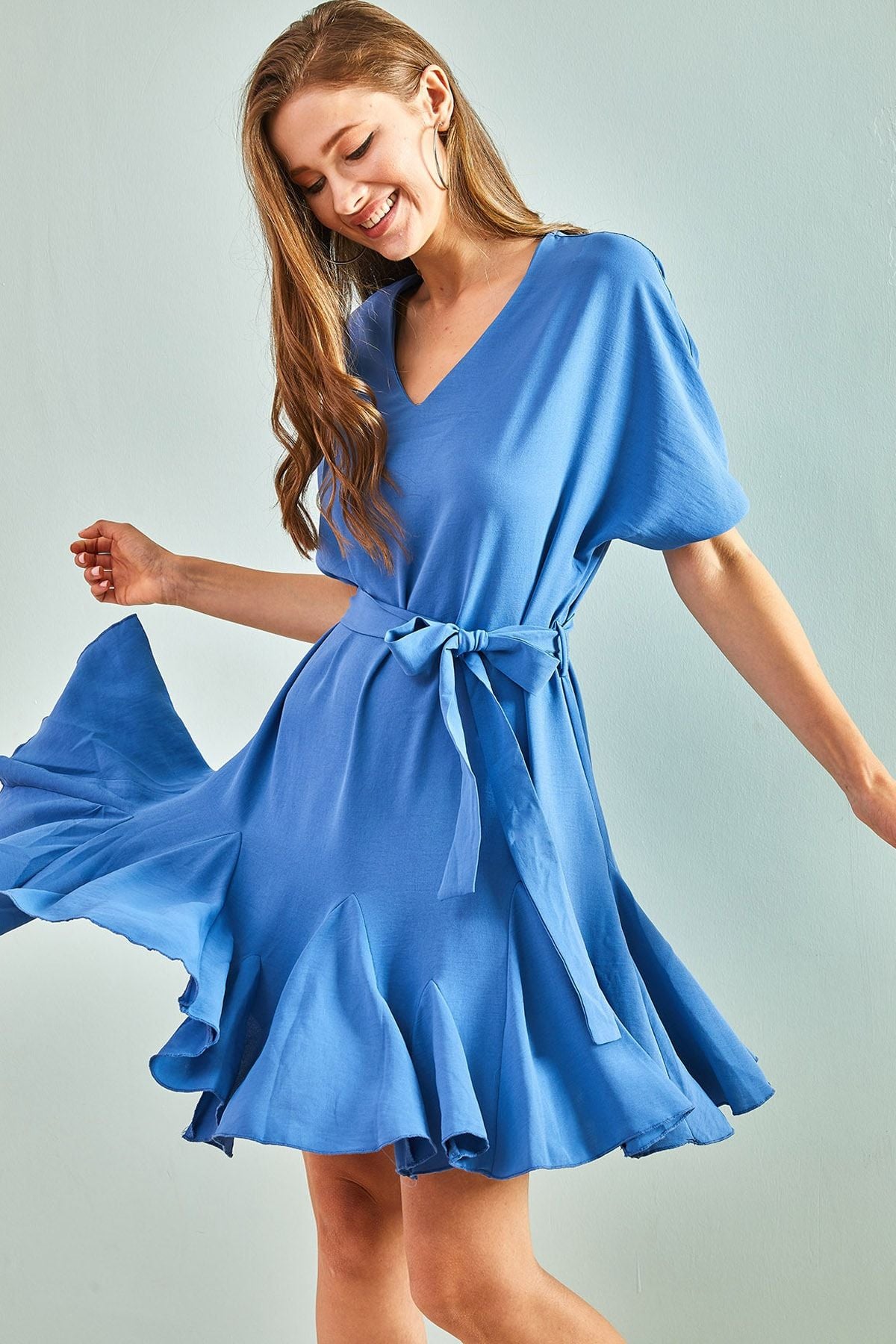 Female belt arm tirey ayrobin dress 5841