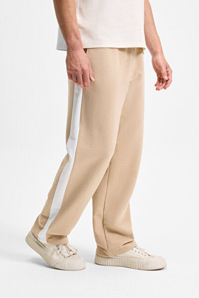 ARAUJO Men's Relaxed Fit Beige Sweatpants with Elastic Waist