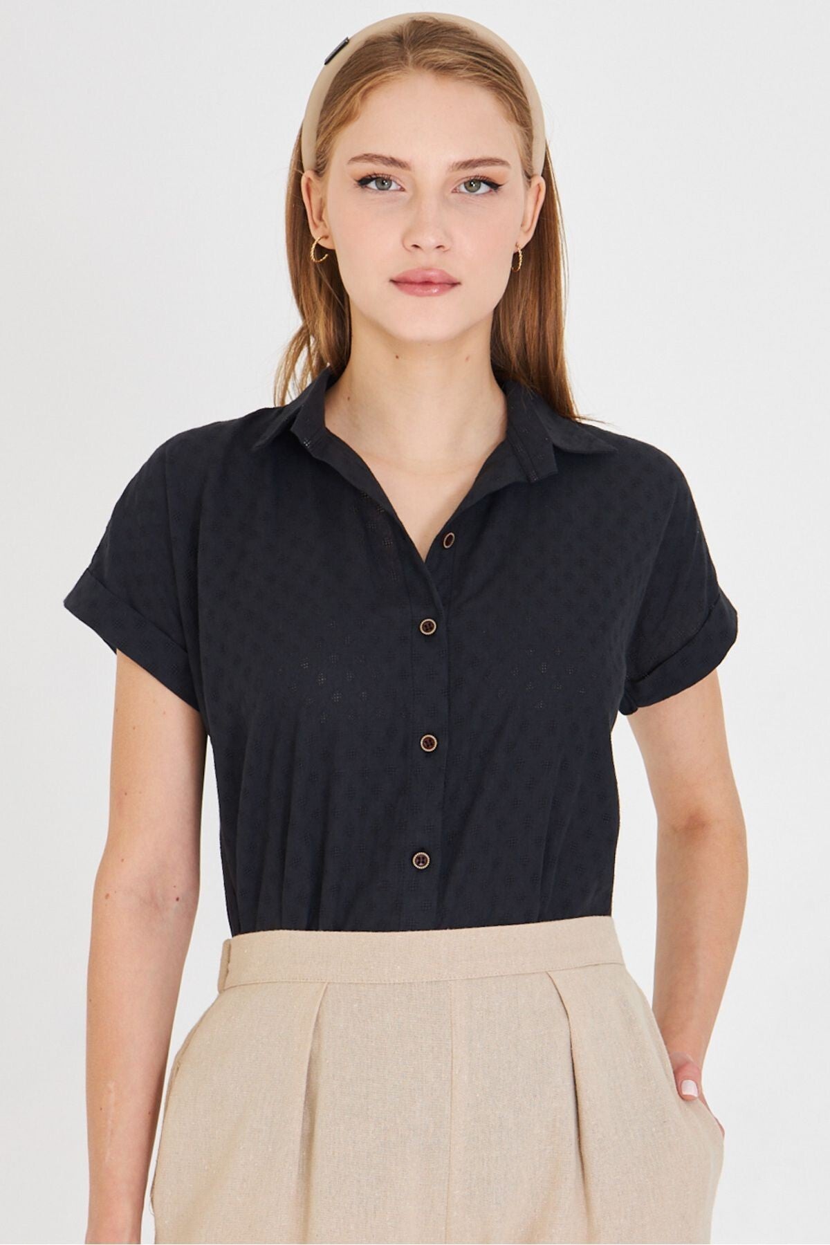 Women's Anthracite Short Sleeve Shirt ARM-25Y001060