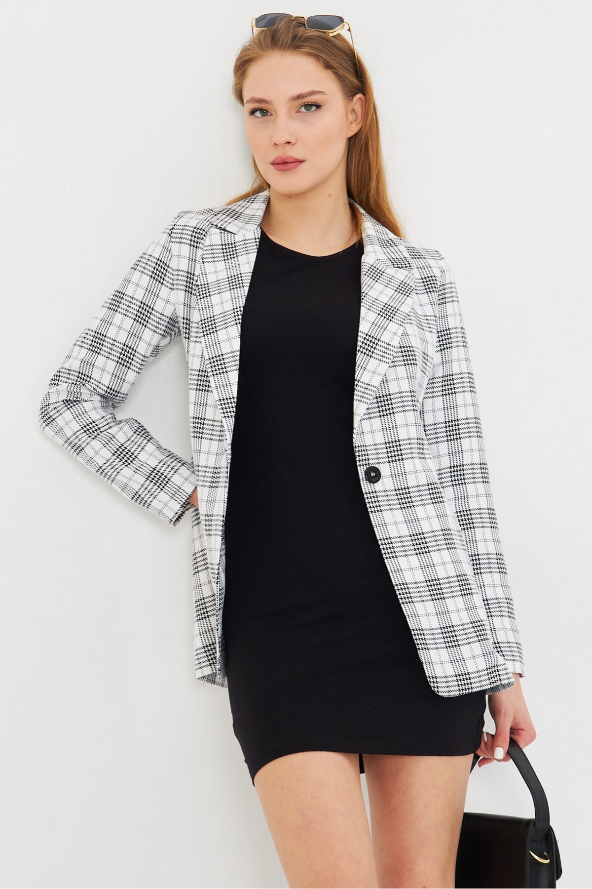 Women's White Single Button Jacket ARM-25K001115