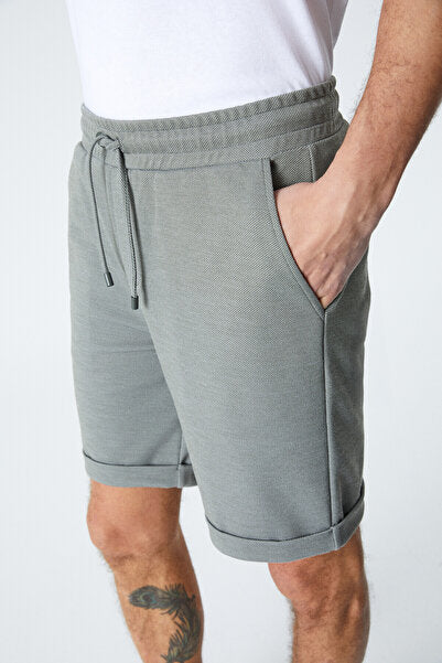 ARDIAN Men's Comfort Fit Pocket Corded Elastic Waist Green Shorts & Bermudas