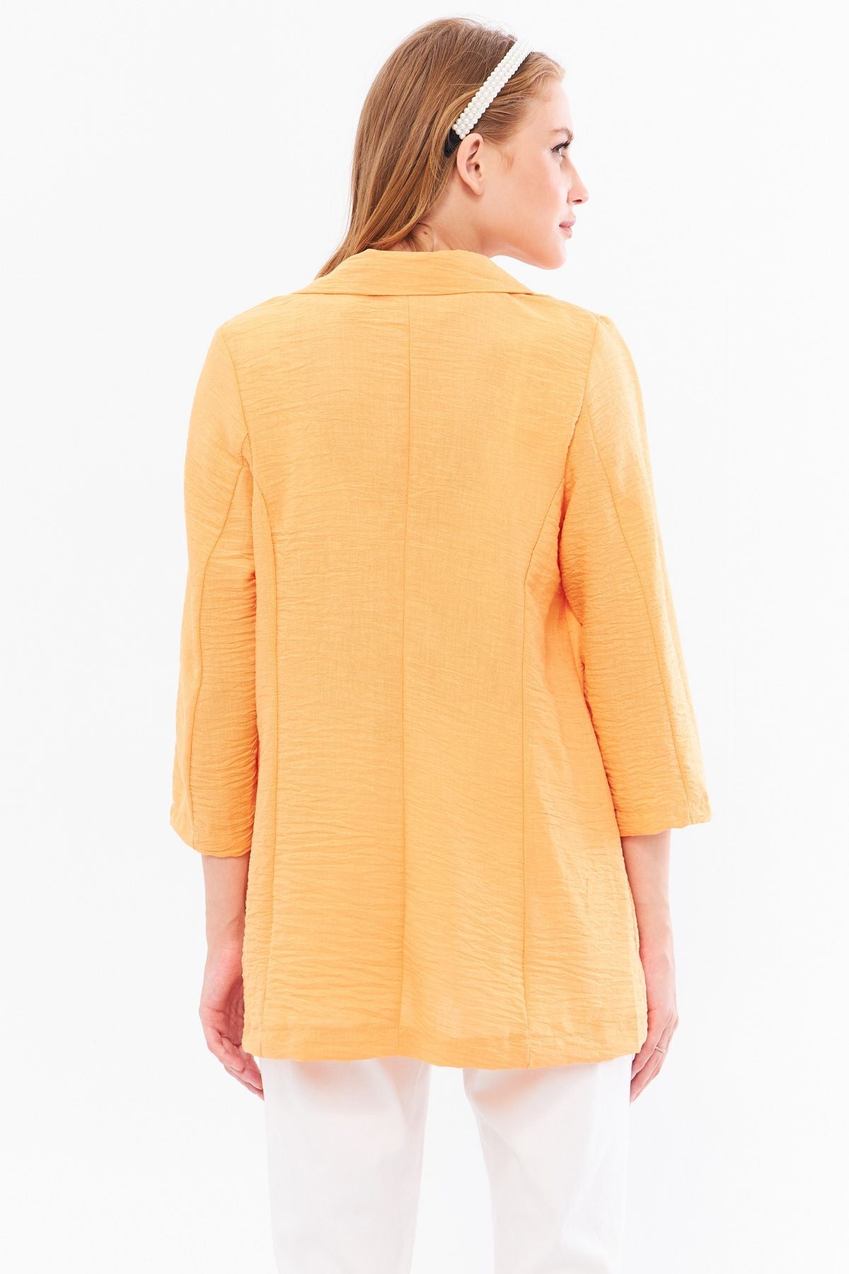 Women's Salmon Linen Look Oversize Jacket with Pockets ARM-24Y001065