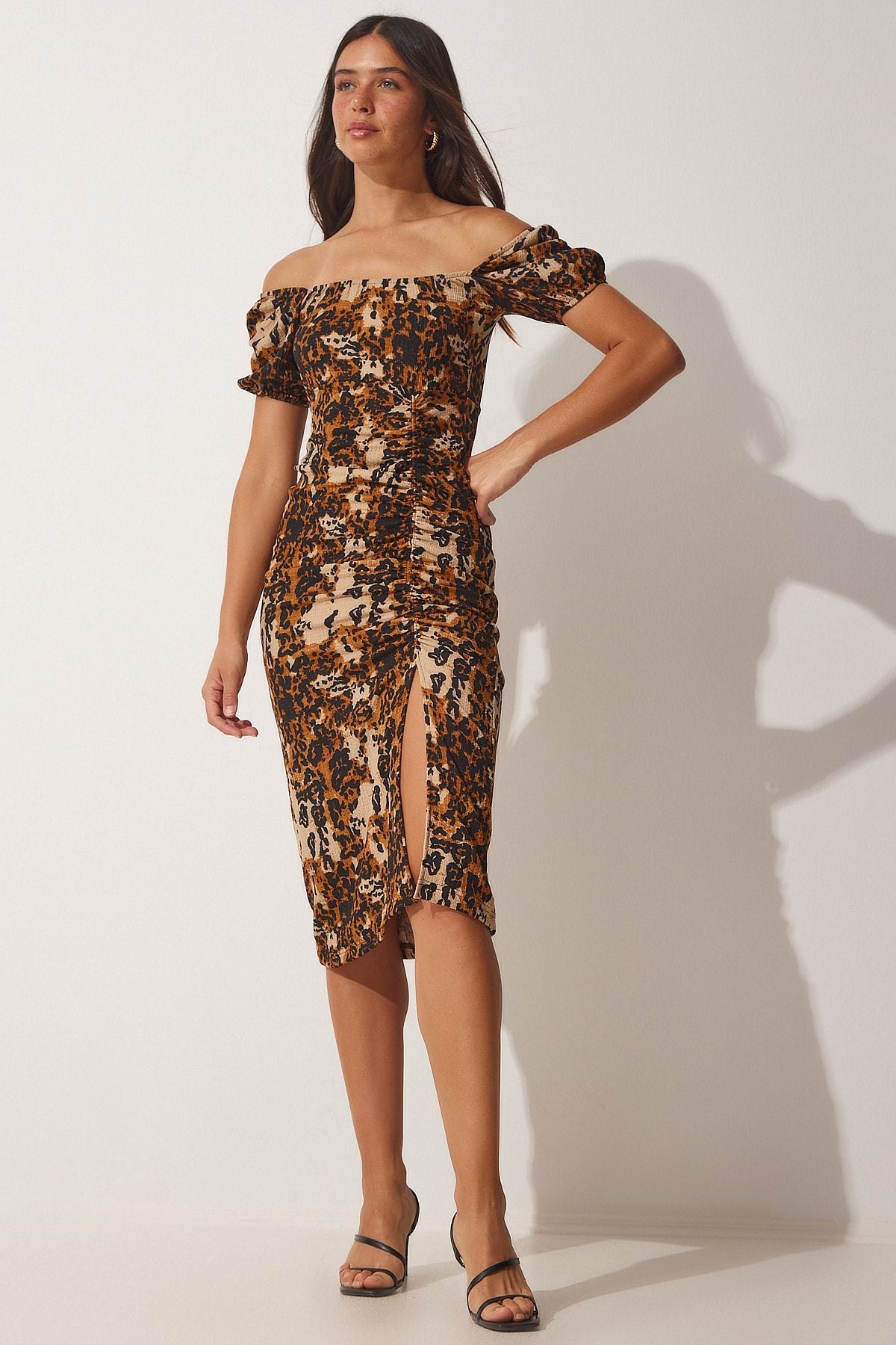 Woman Camel Beige Summer Wrapping Summer Knitting Dress DD01202