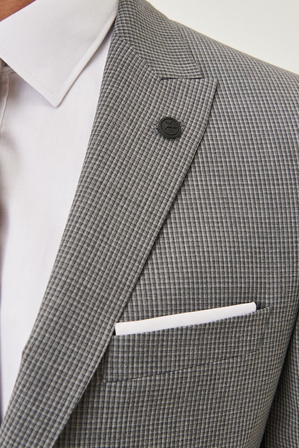 Men's Gray Slim Fit Narrow Cut Patterned Suit Suit