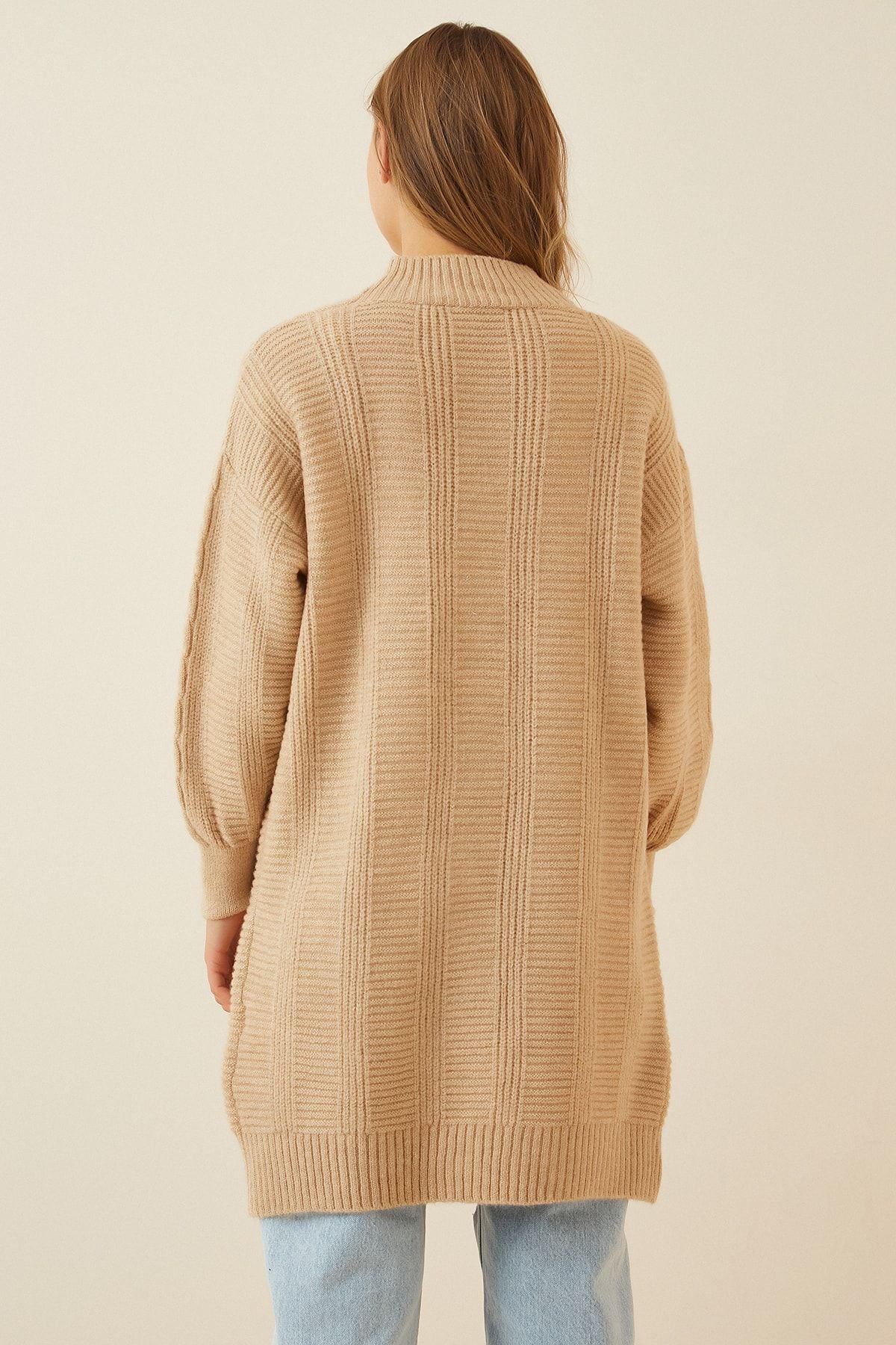 Women's Cream Balloon Sleeve Oversize knitwear cardigan DD01034