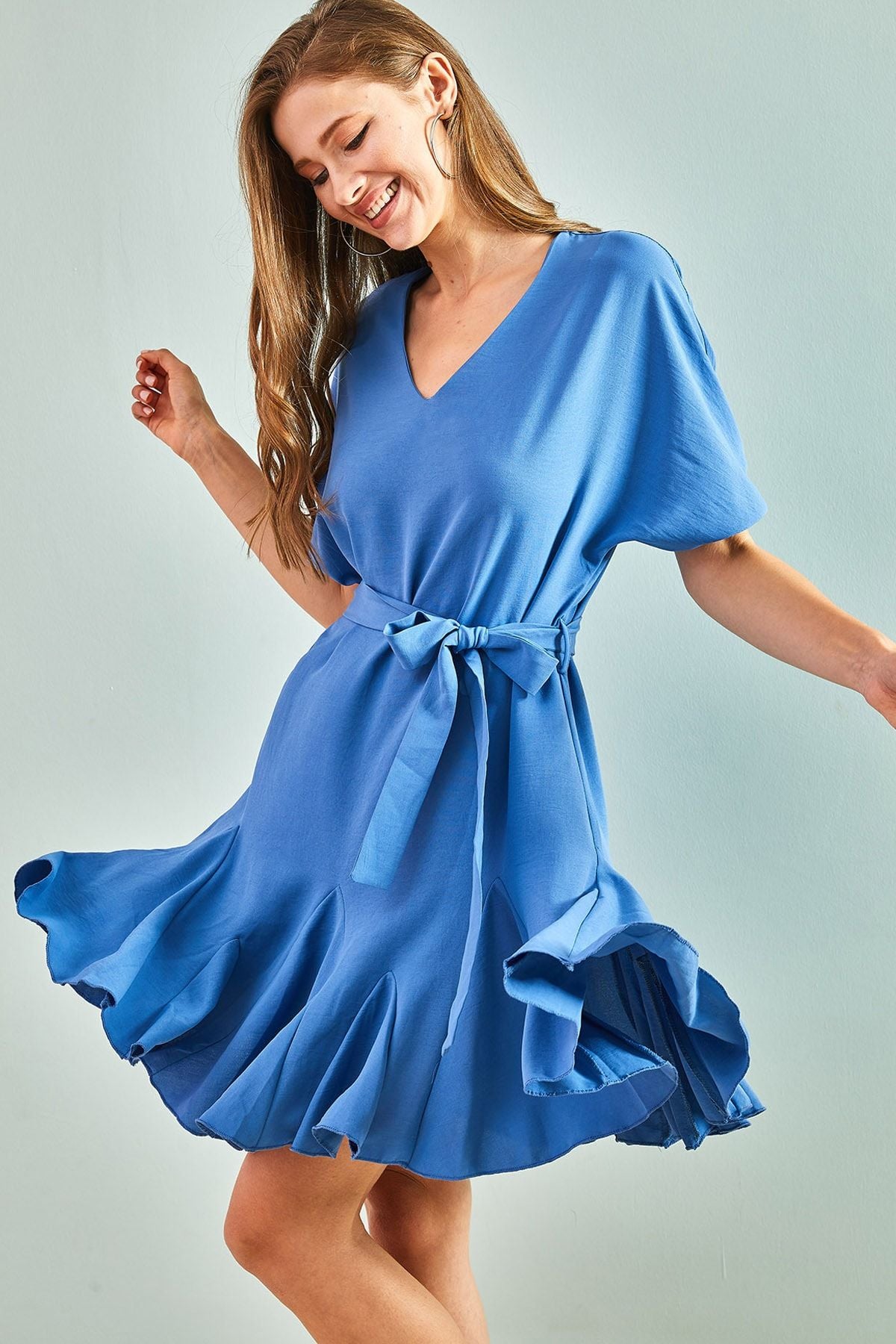 Female belt arm tirey ayrobin dress 5841