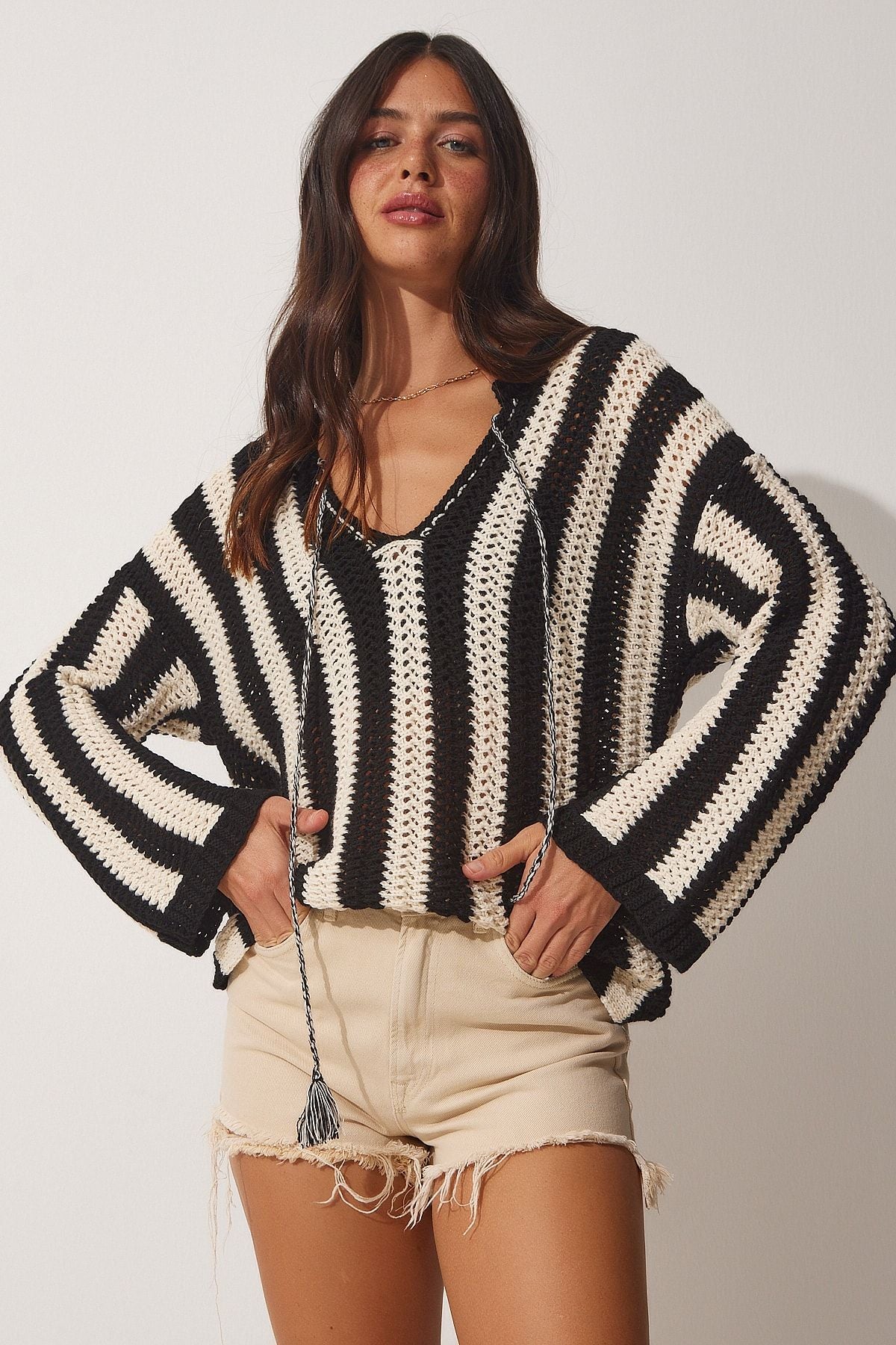 Women's Black Bone Offer Mevsim Triko Blouse MX00101
