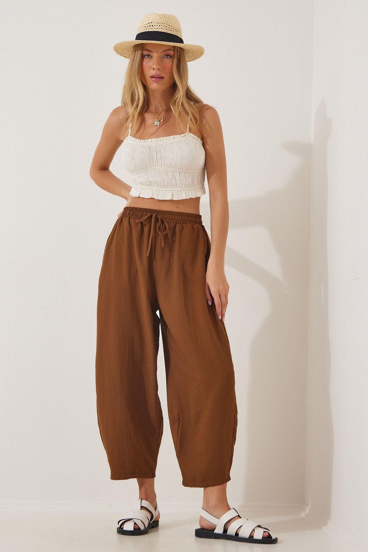 Female Taba Pocket Linen Viscose Shalwar Pants CV00001