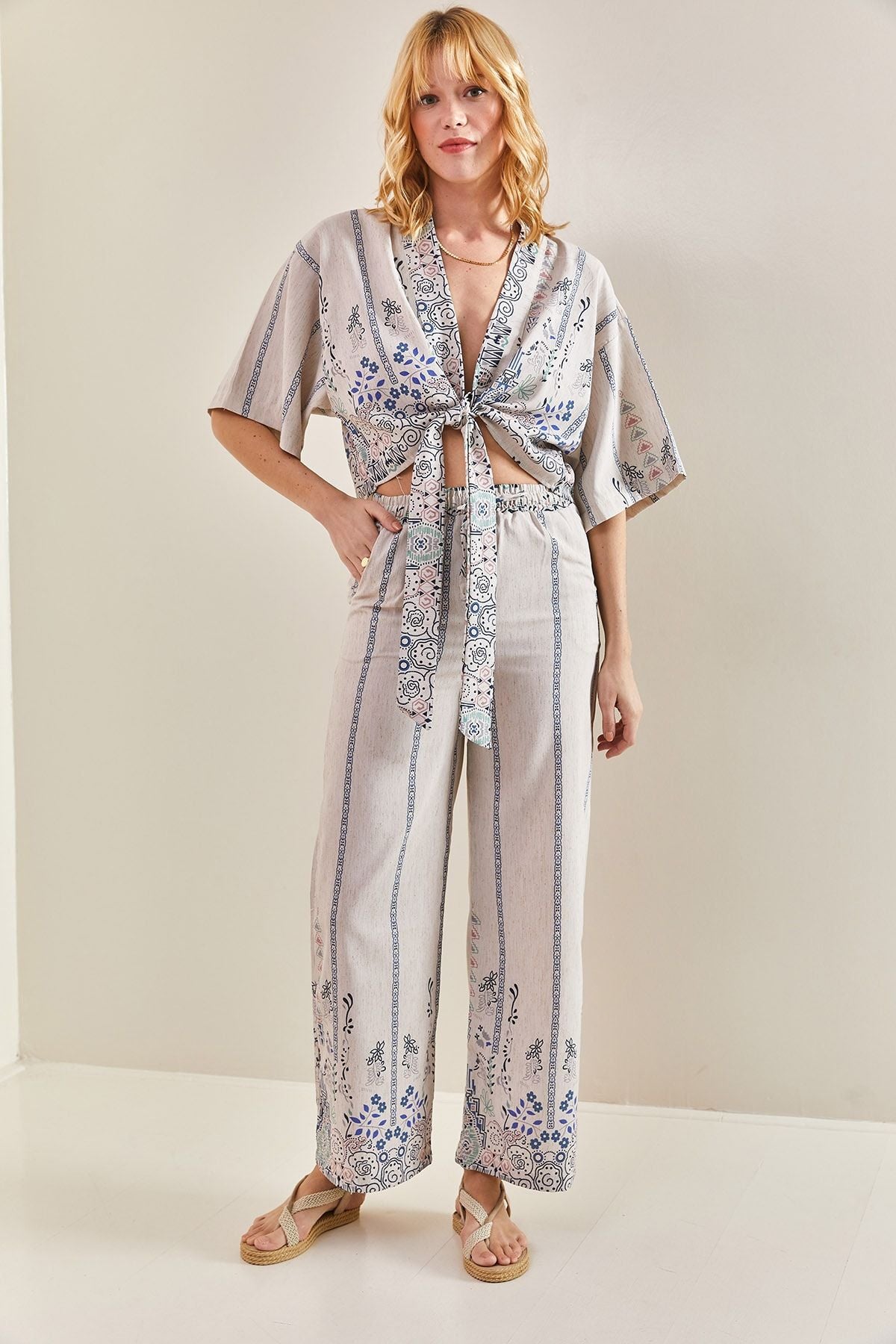 Women Multi Patterned front -linen linen lower team