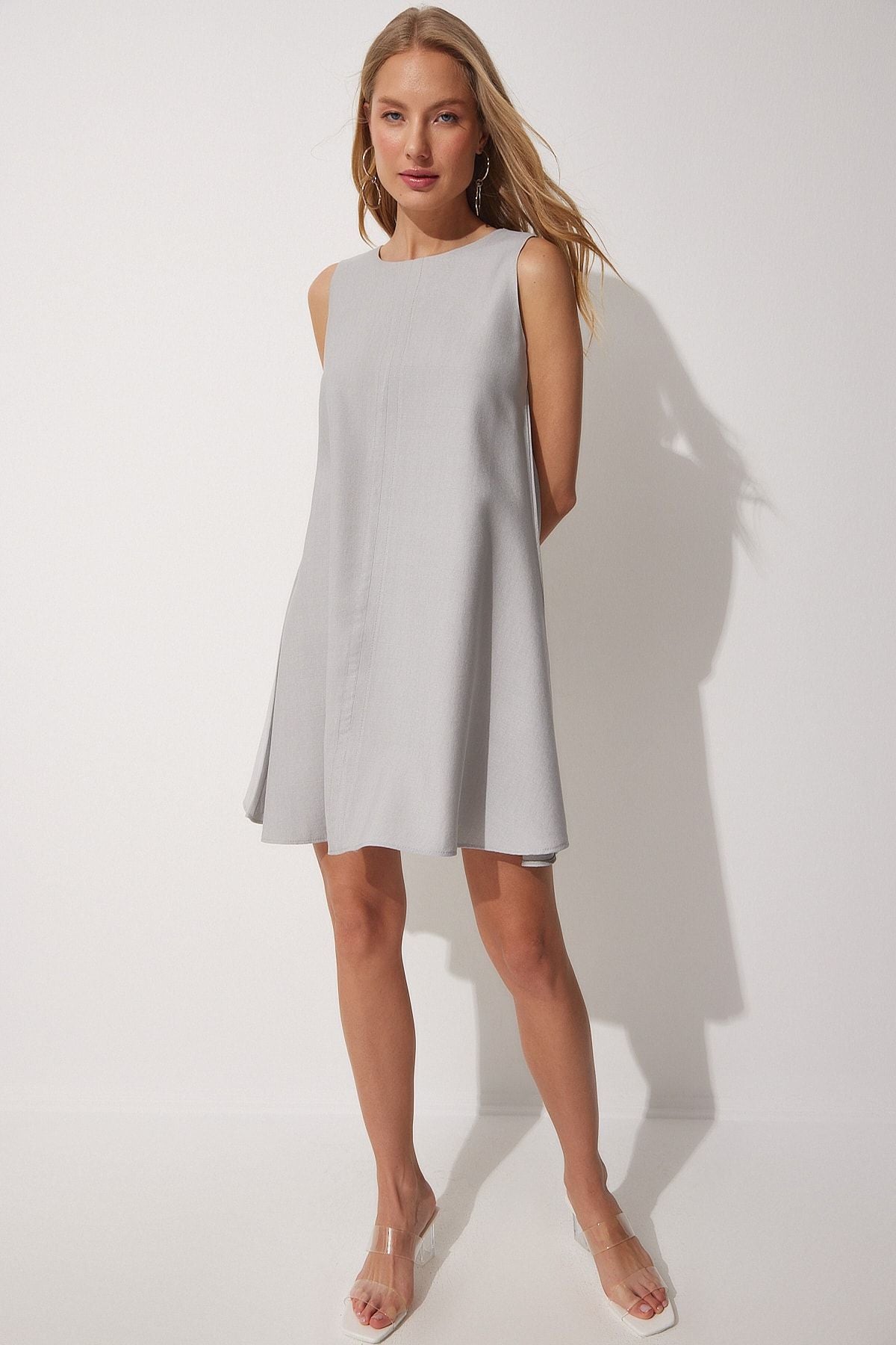 Women's Stone Gray Summer Woven Bell Dress BF00067