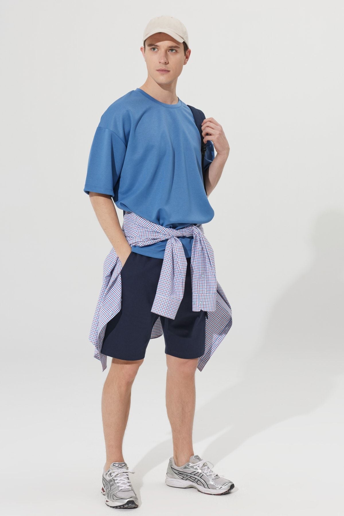 Men's Indigo Oversize Plenty Cut Bike Yaka Sweatshirt T -shirt