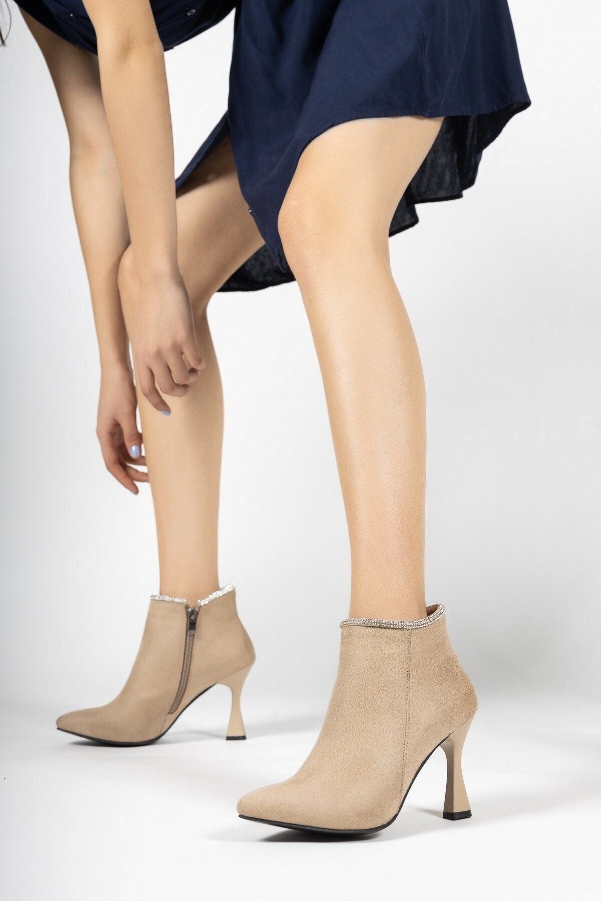 Nude Süet Woman Heels Bot 001210