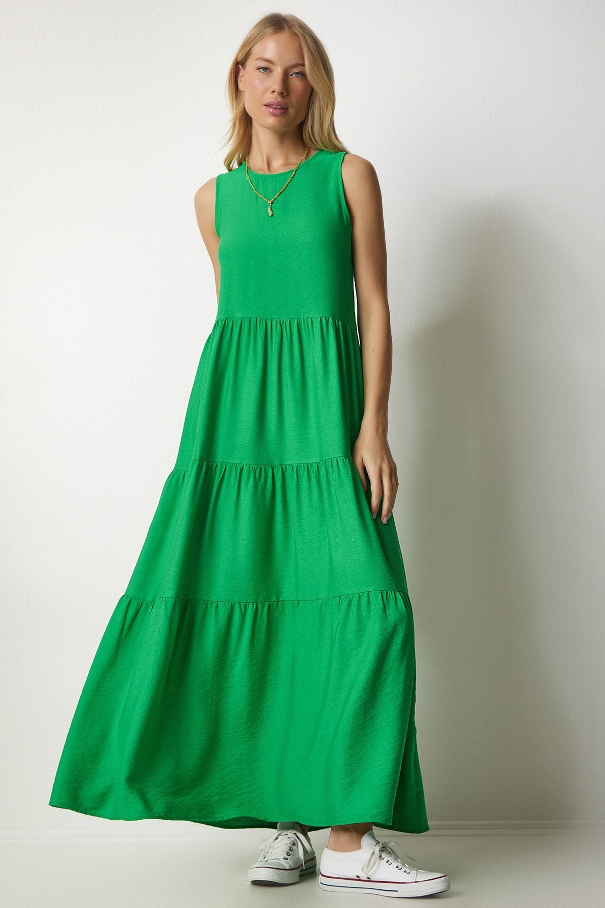 WOMEN'S GREEN FLOOR SLEEFS WRITE DRESS UB00129