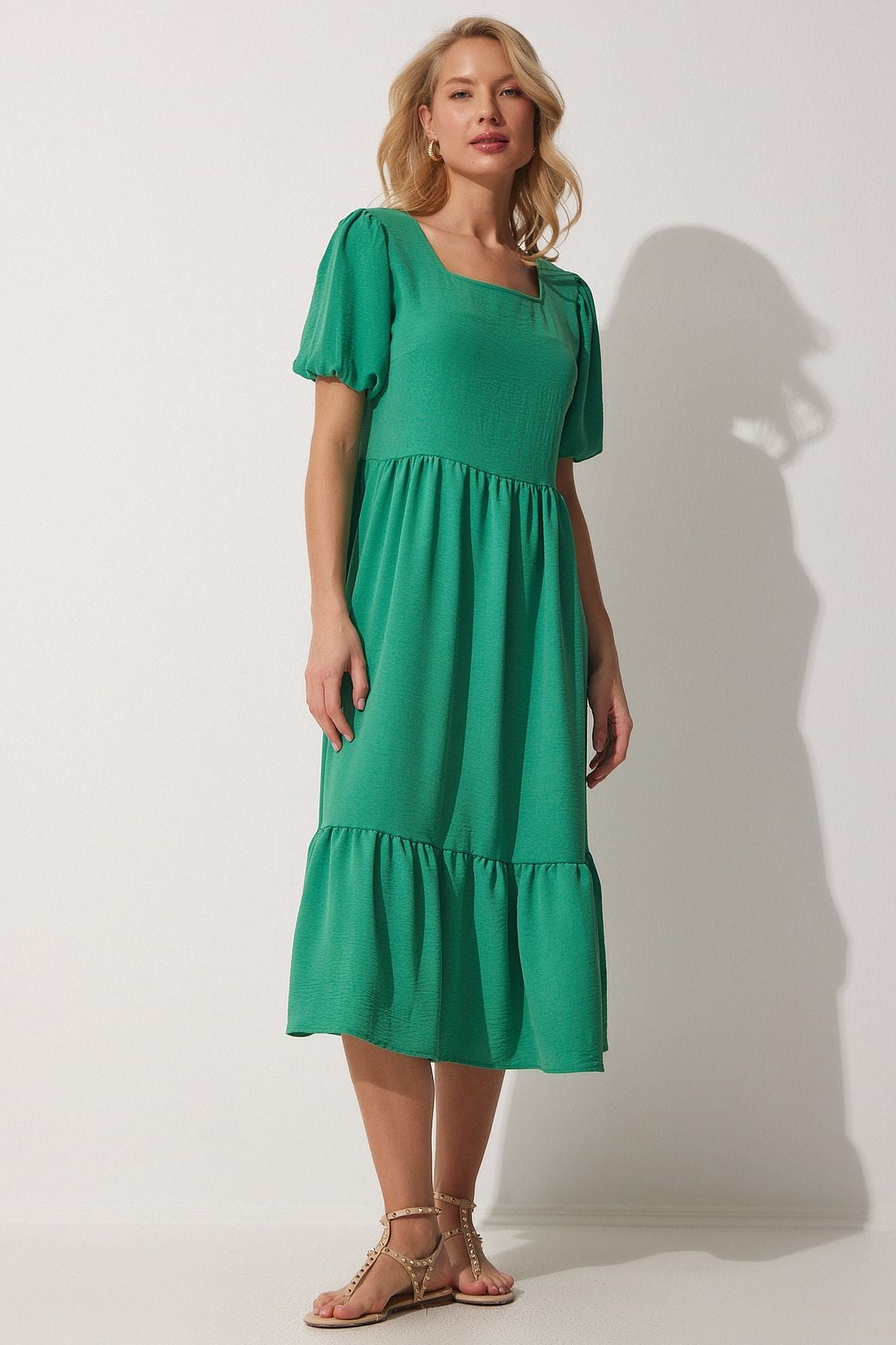 WOMEN'S VIEW GREEN GREEN BROOD SUMMER AYROBİN DRESS ZH00023