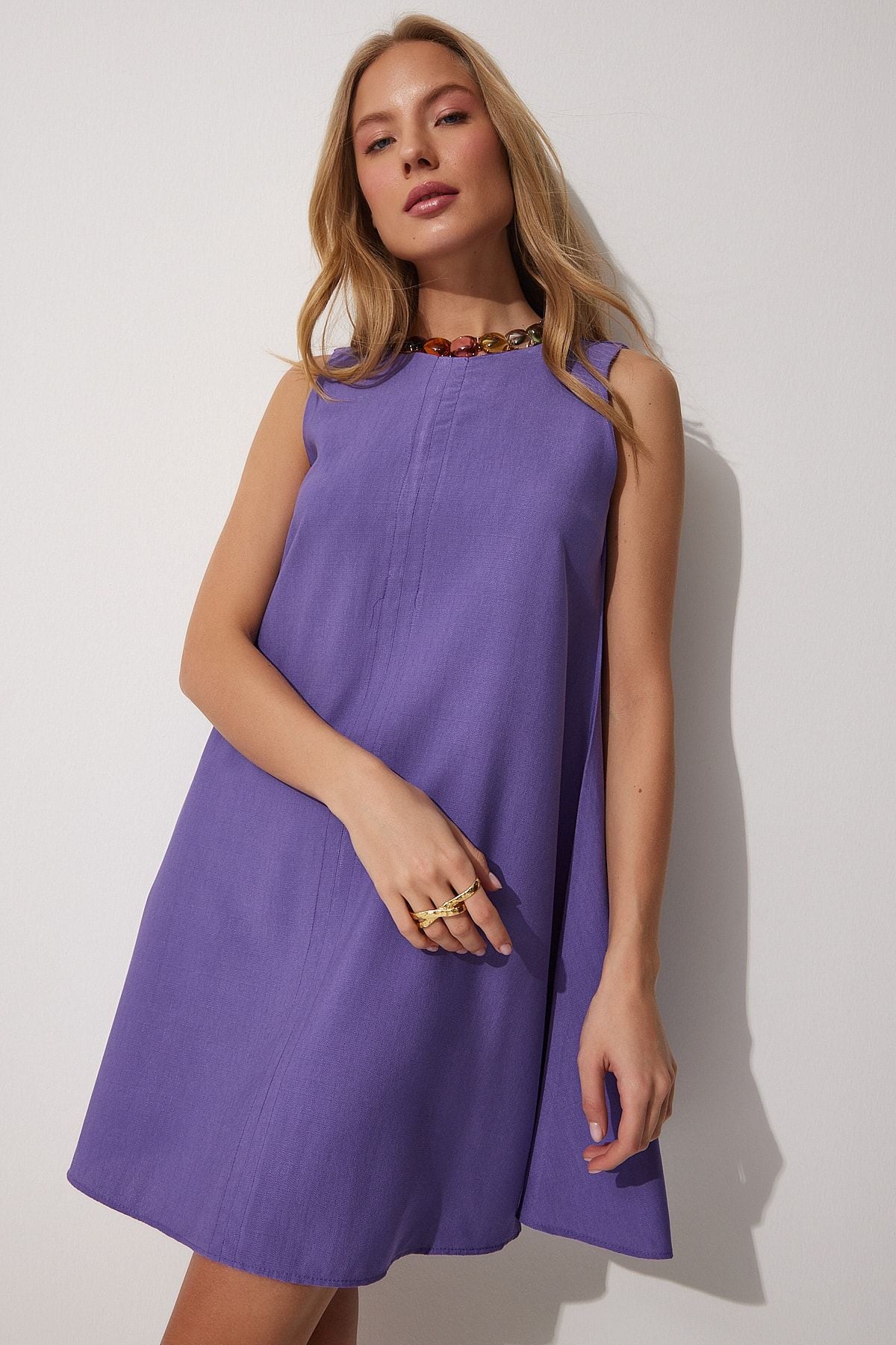 Woman Purple Summer Woven Bell Dress BF00067