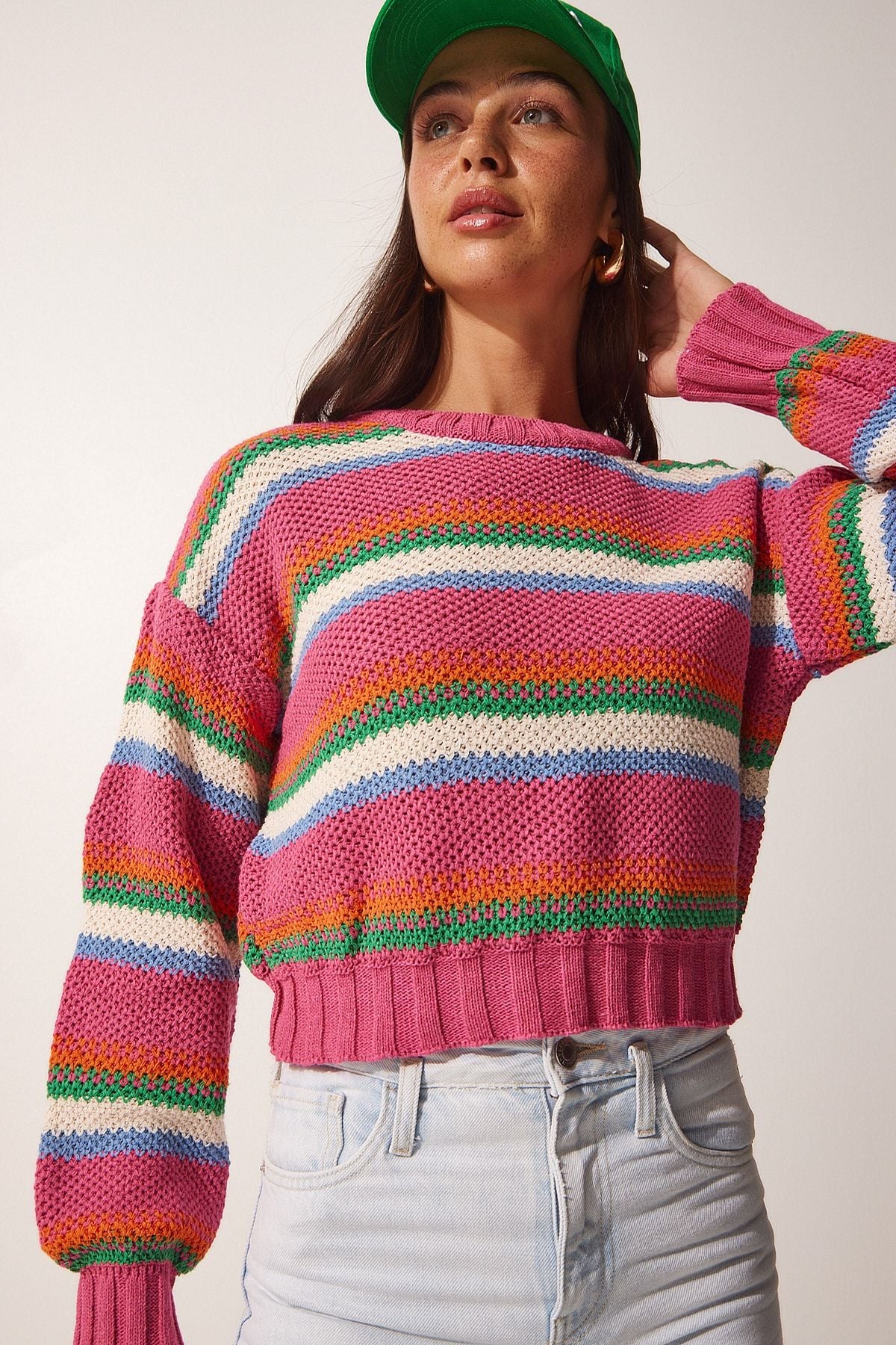 Woman Pink striped knitwear sweater MC00209