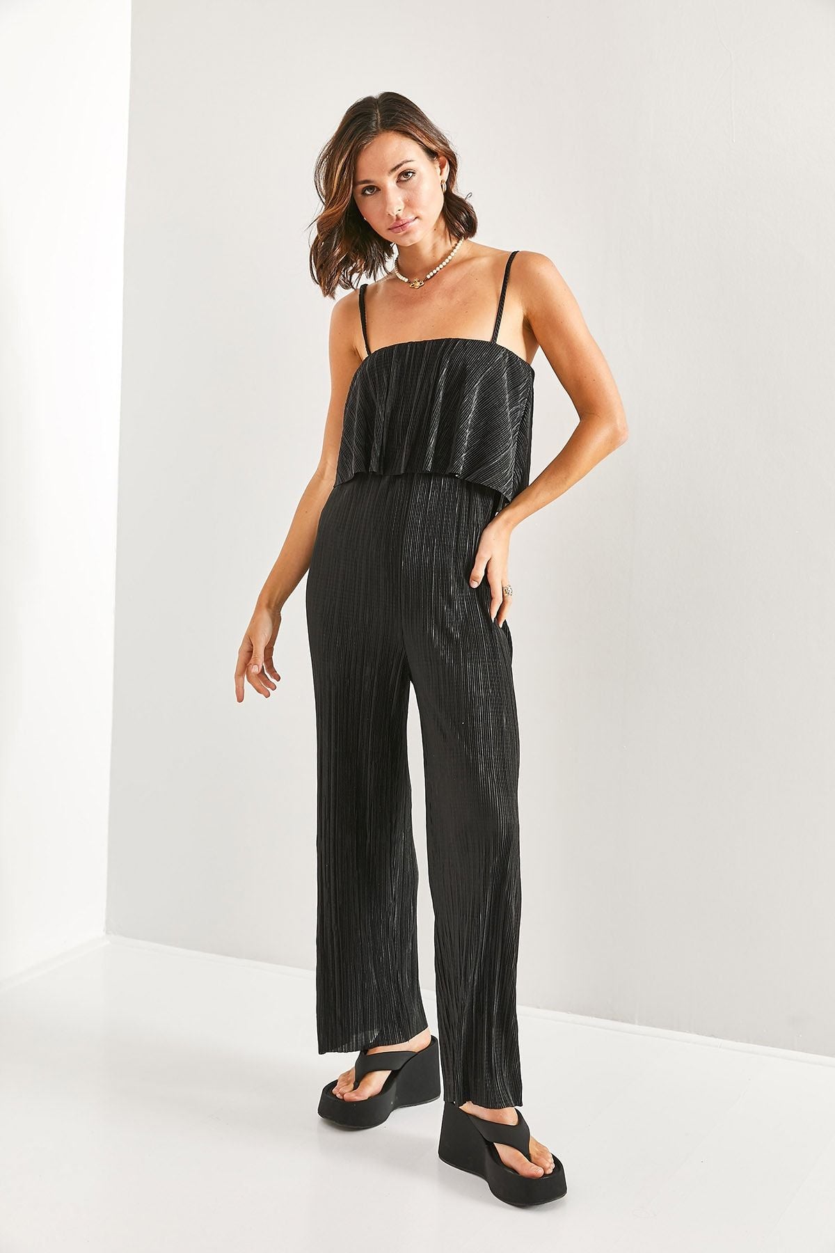 Satin jumpsuit with women strap 6030