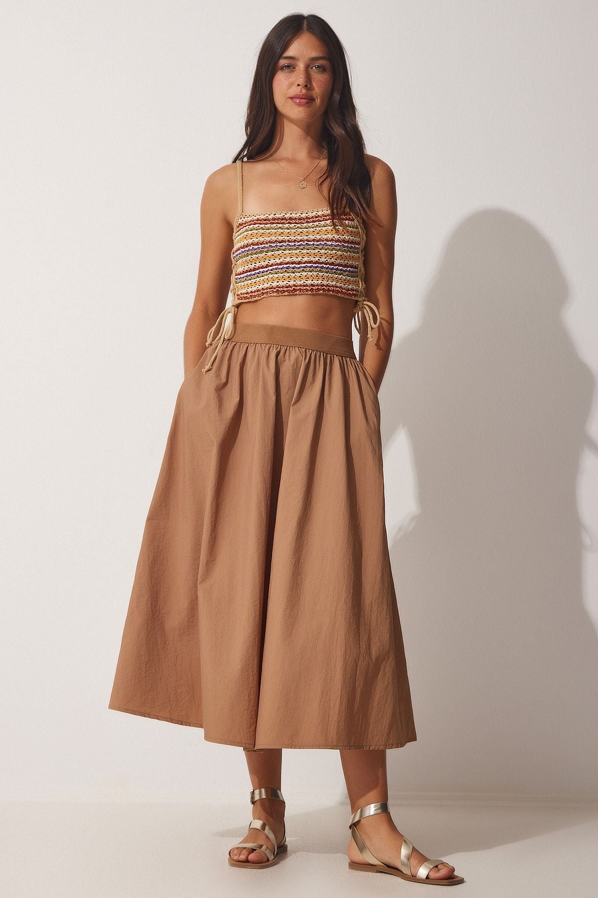 Female Biscuit Balloon Parachute Midi Skirt UL00008