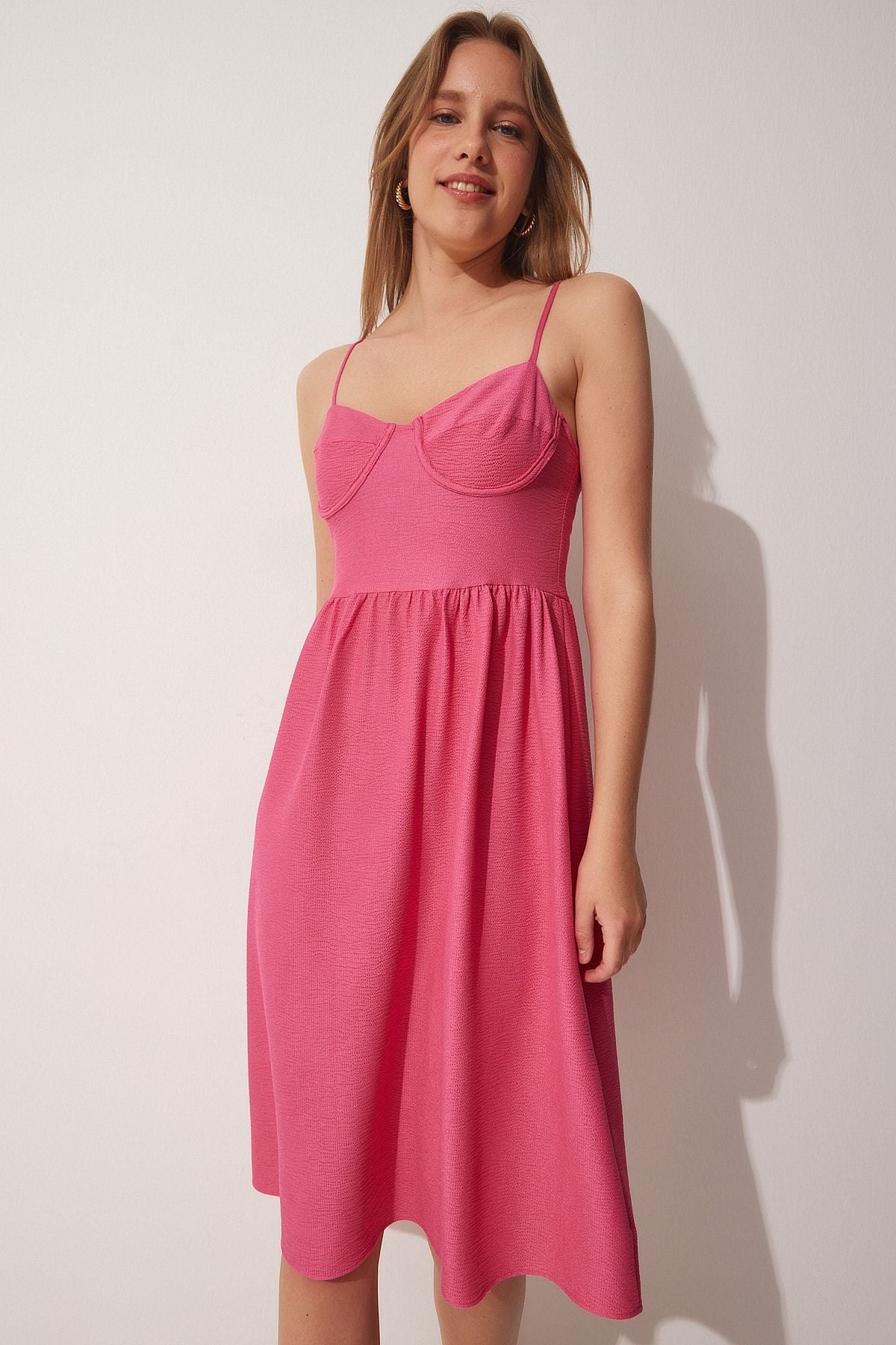 Woman Dark Pink Hanger Summer Knitting Dress to00064