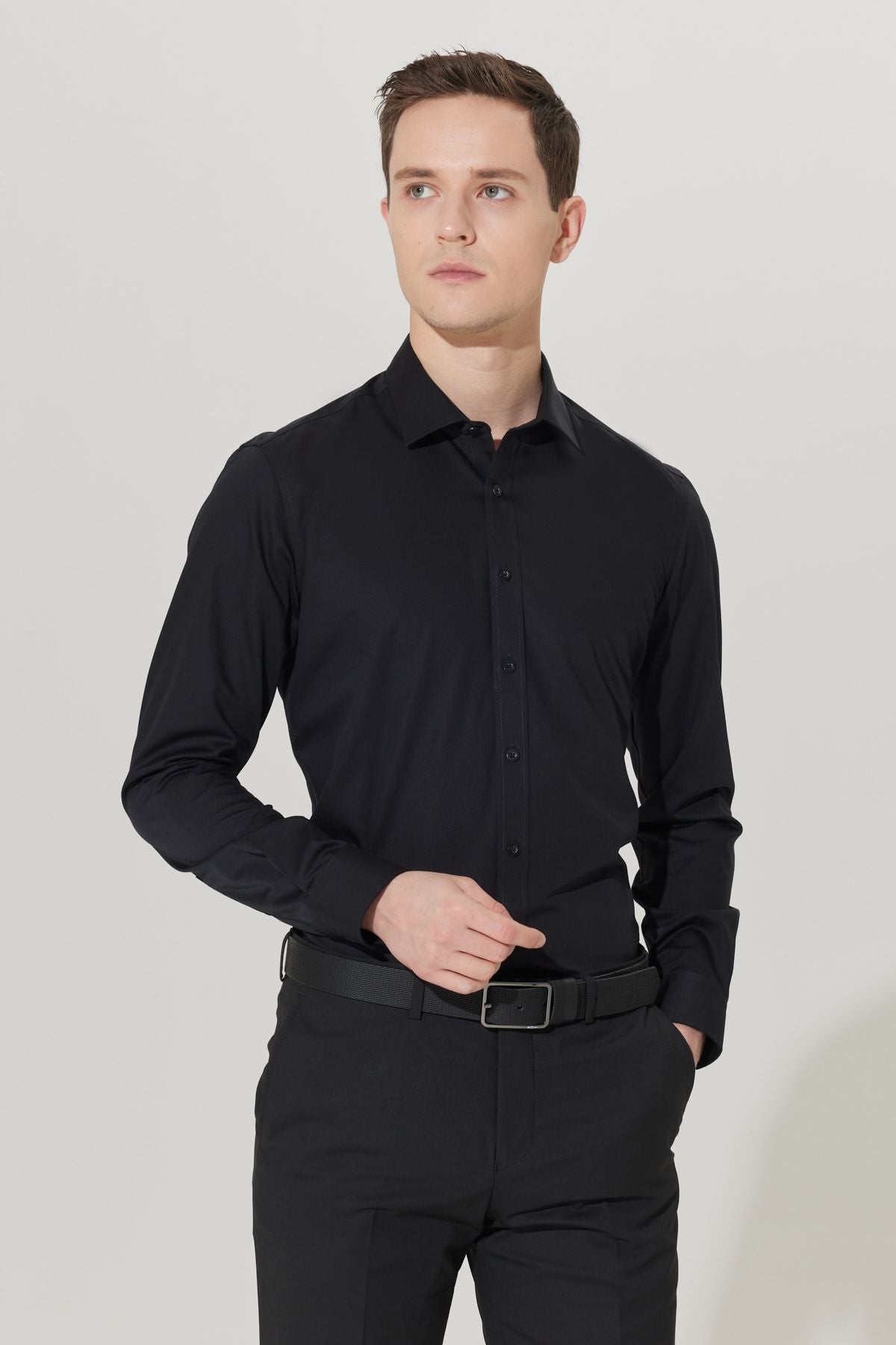 Non-Iron Slim Fit Narn Plain Non-Non-Non-Cotton Shirt