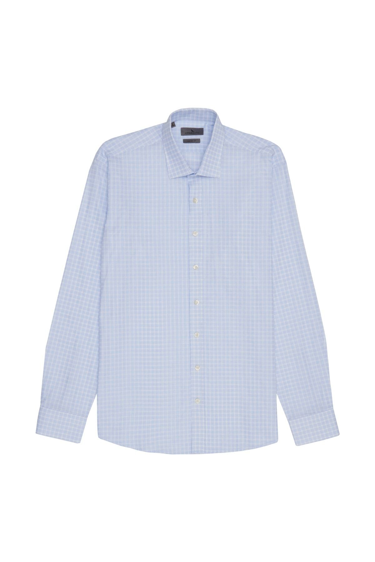 Men's White-Blue Comfort Fit Casual Cut Classic Collar 100 %Cotton Square Shirt