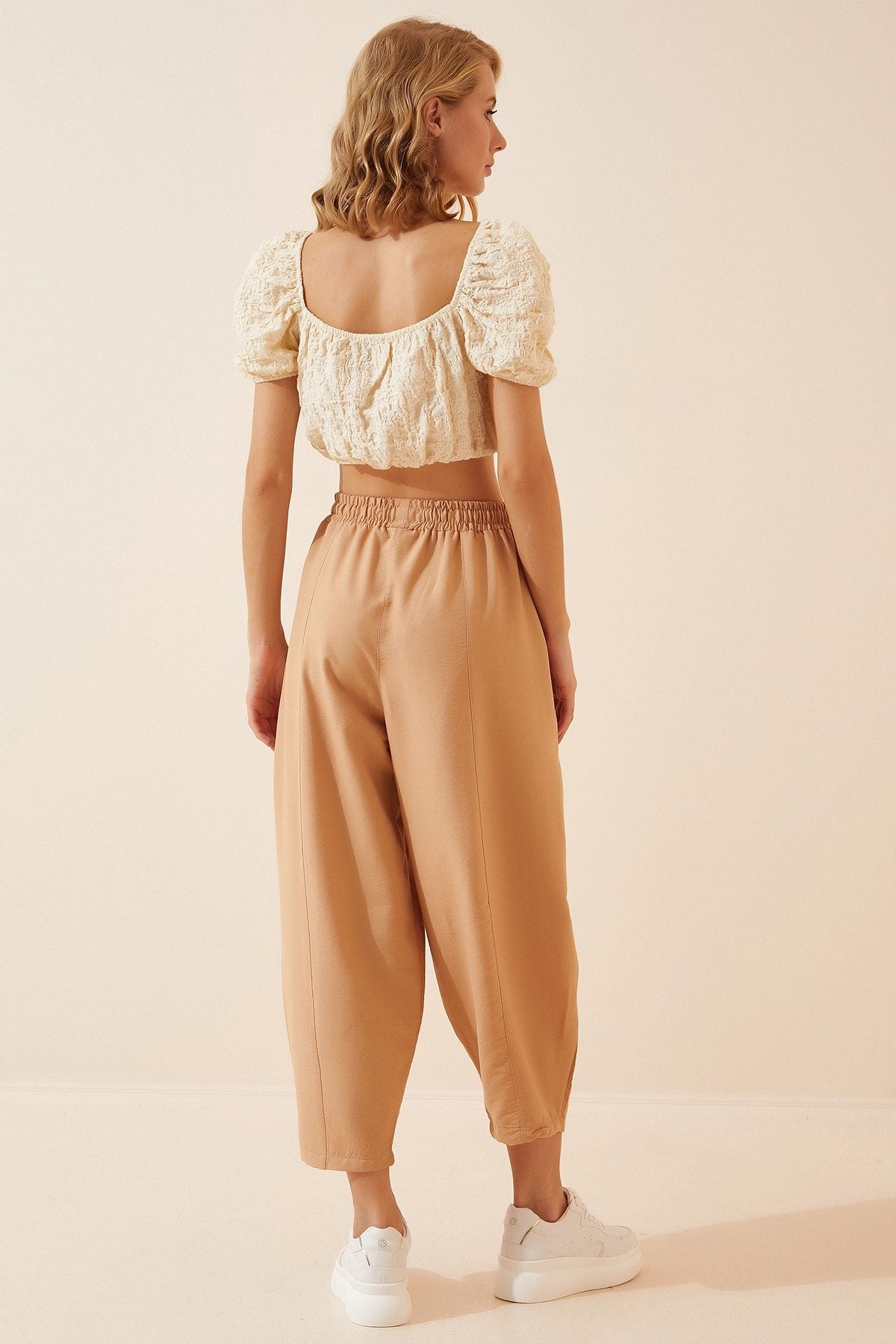 Female biscuit pocket linen viscose shalwar pants cv00001