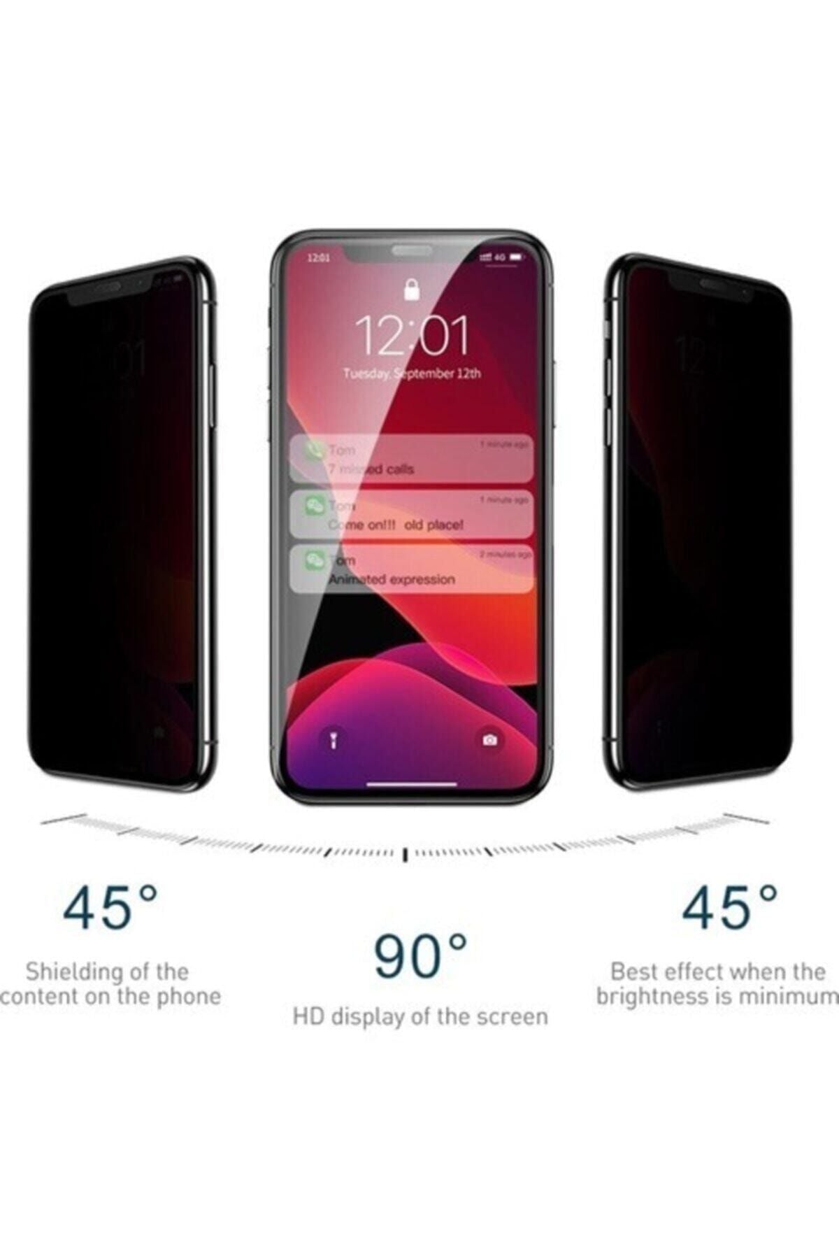 For Apple Iphone 12 - Iphone 12 Pro Privacy Ghost 10d Screen Protector Black Glass