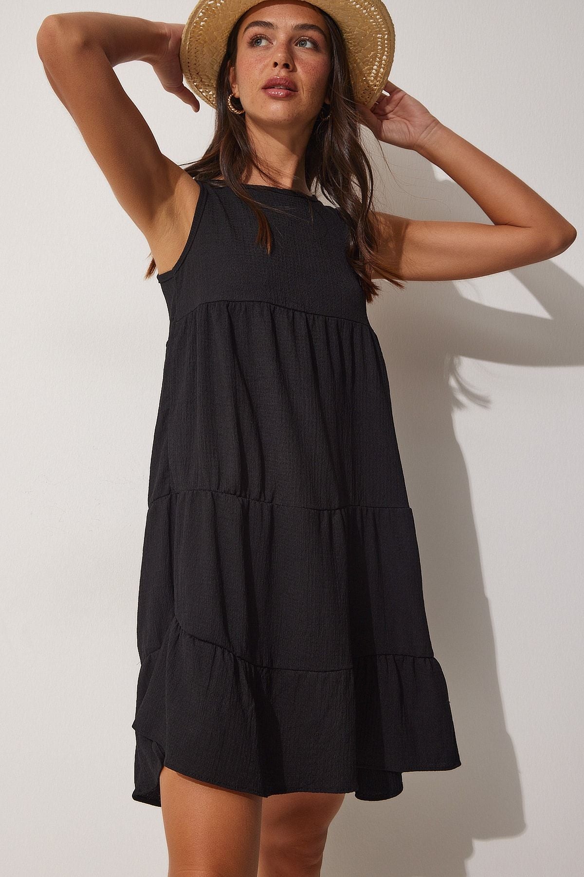 Women's black cottage knitted dress dz00083