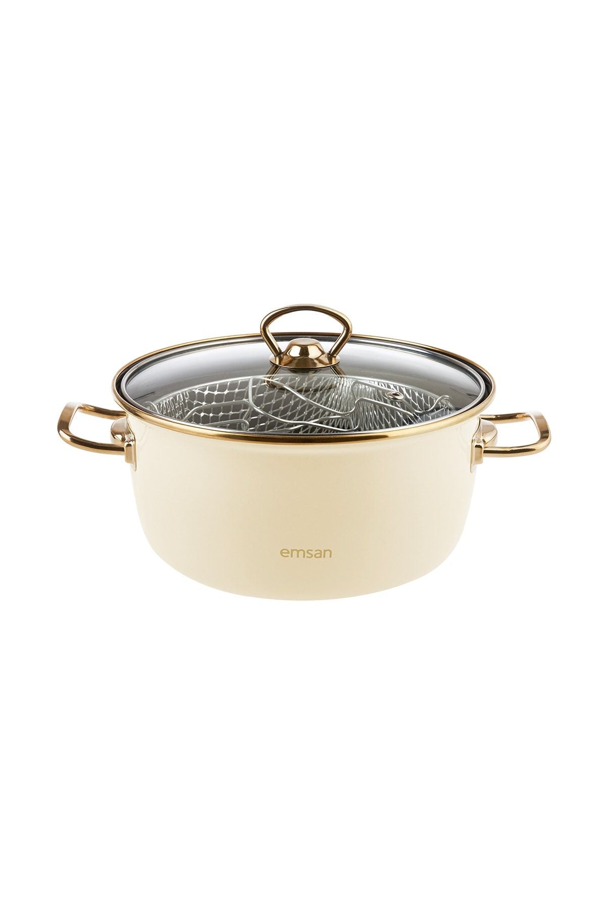 Nostalgia enamel beige frying pot