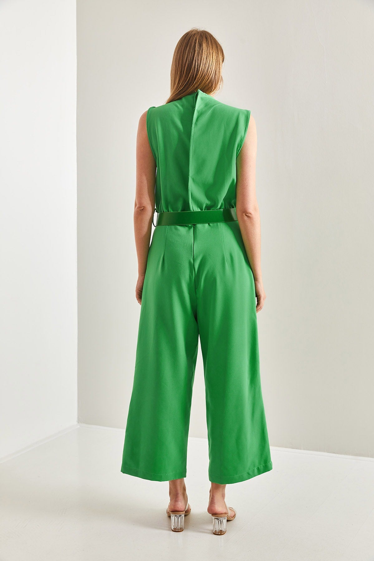 Women's Belted Lace Collar Jumpsuit 50011025